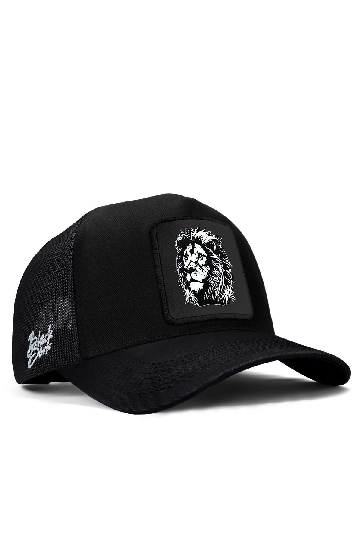 Aslan Logolu Siyah Trucker Şapka