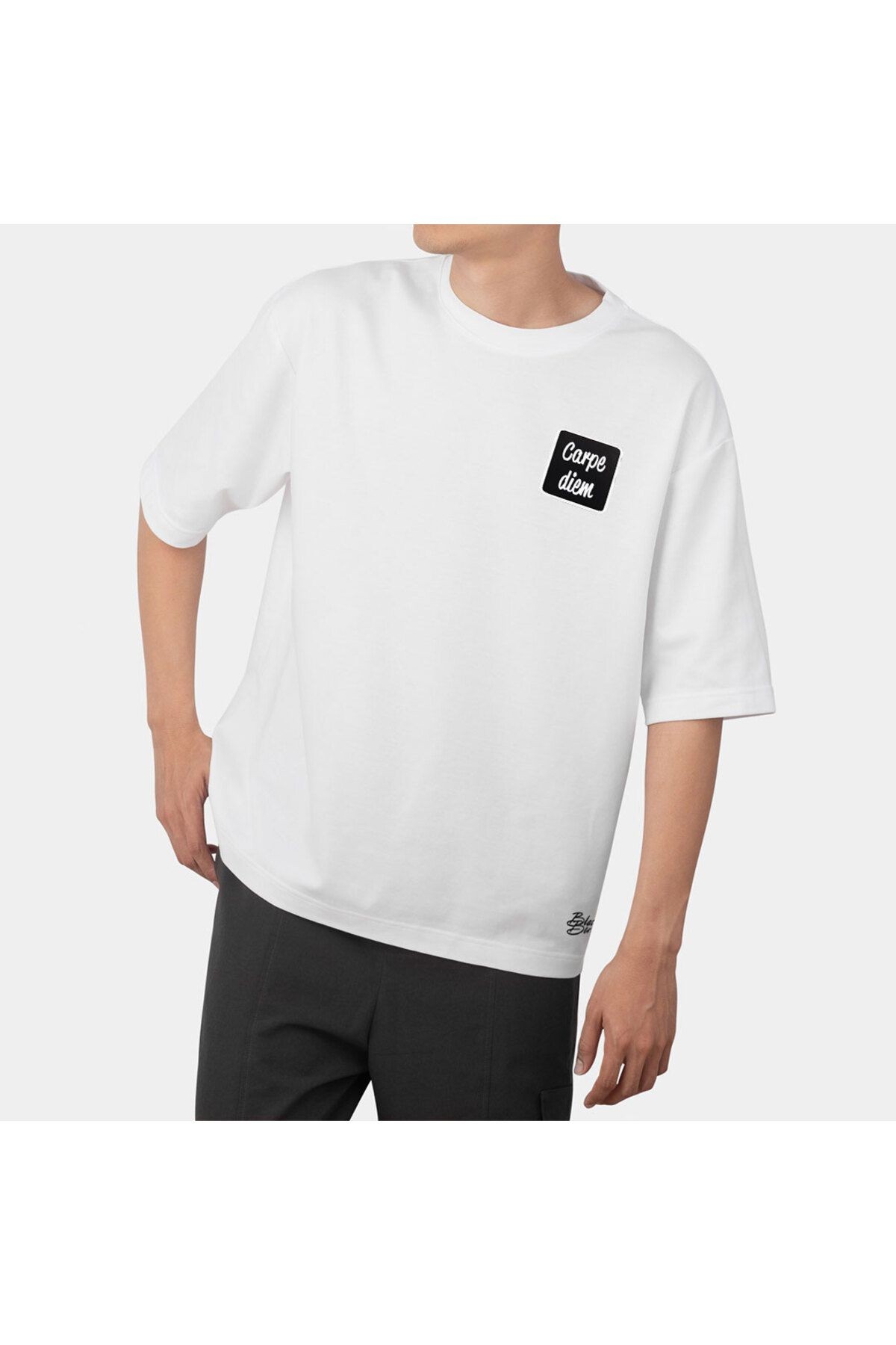Gym Mode On Logolu Oversize B-Shirt Beyaz