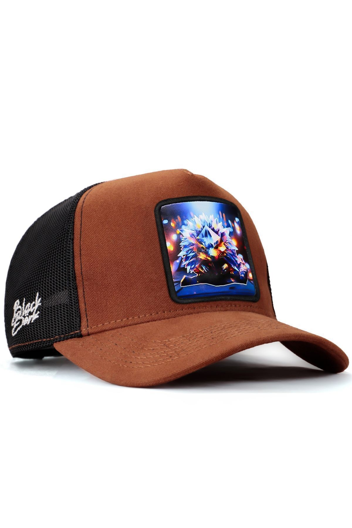 Kirpi Logolu Camel-Siyah Trucker Şapka