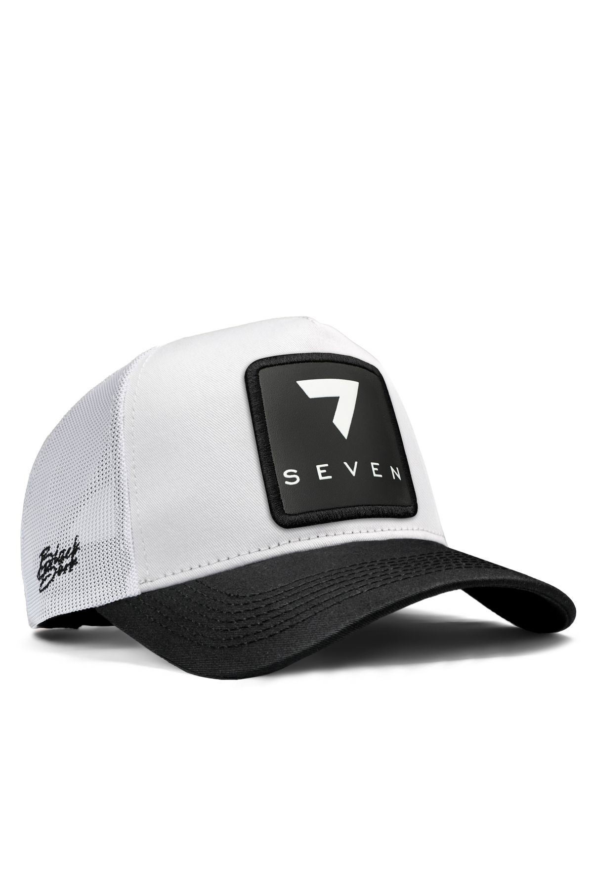 7 Numara Logolu Siyah-Beyaz Trucker Şapka