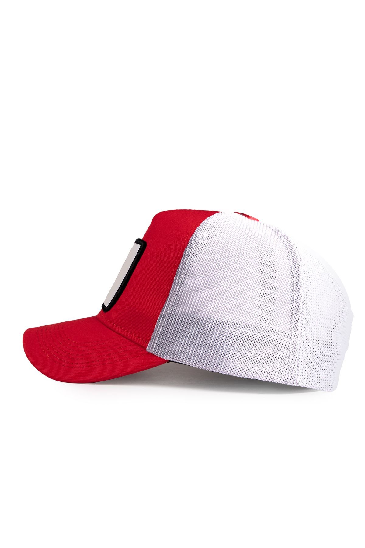 Kaplan Logolu Kırmızı-Beyaz Trucker Şapka