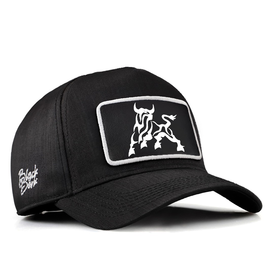 Siyah Cordura Kumaş Şapka (Cap) - Boğa - 2 Kod Logolu