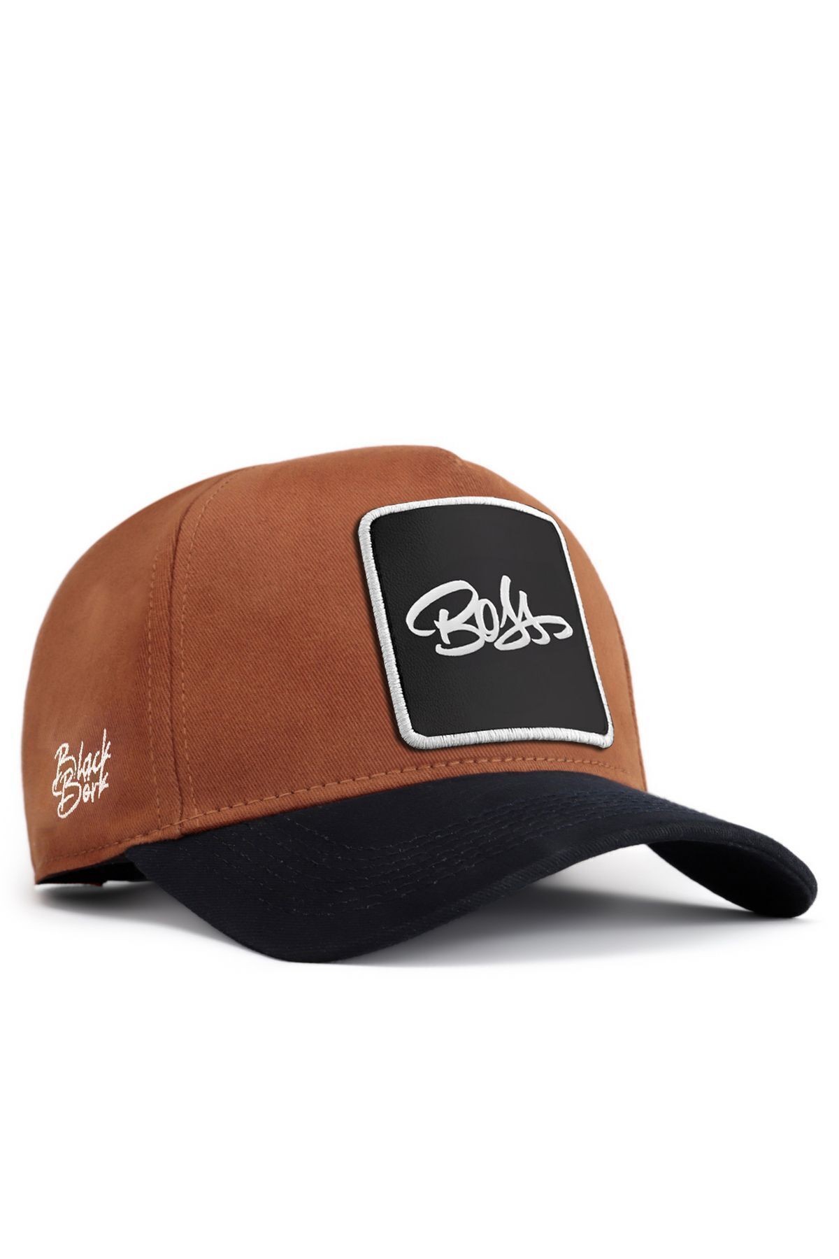 Boss Logolu Lacivert-Camel Trucker Şapka