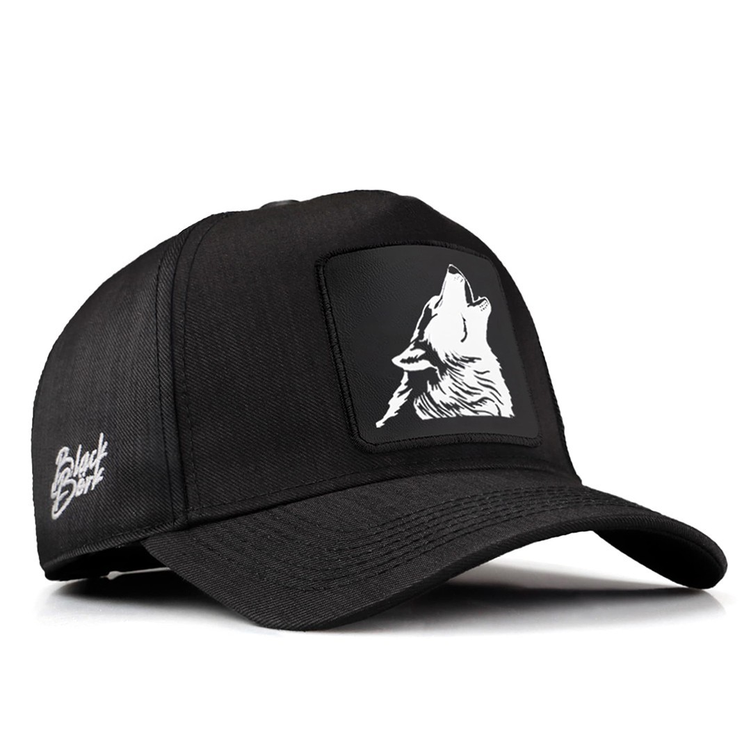 Siyah Cordura Kumaş Şapka (Cap) - Kurt - 3 Kod Logolu