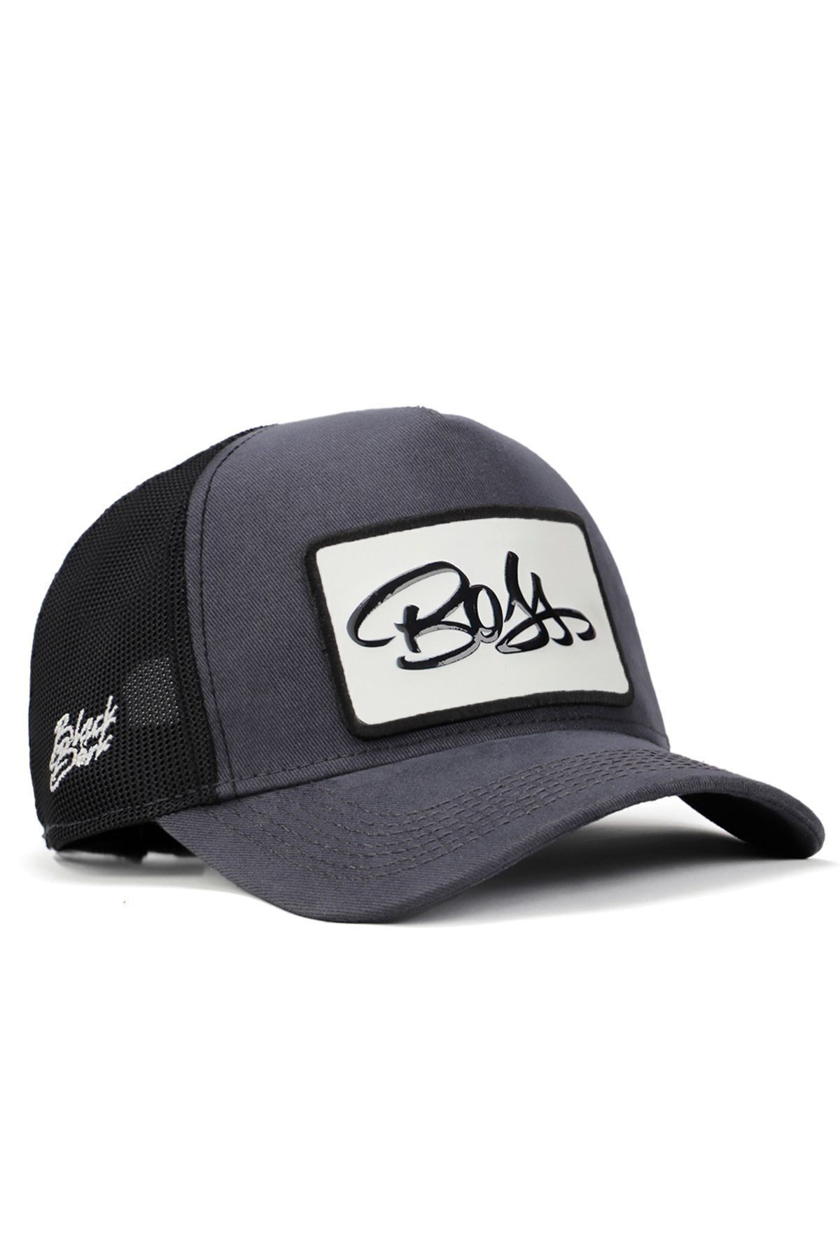 Boss Logolu Antrasit-Siyah Trucker Şapka