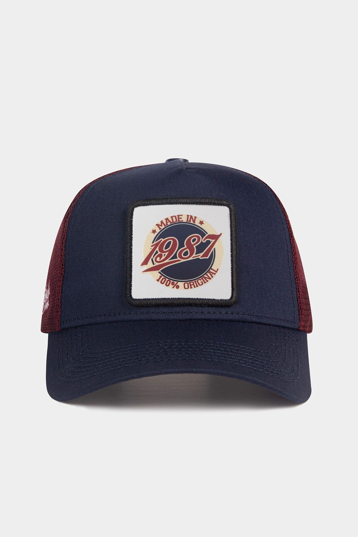 Made in 1987 Logolu Lacivert-Bordo Trucker Şapka