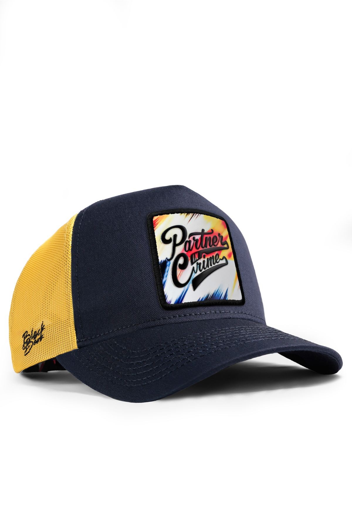 Partner in Crime Logolu Koyu Lacivert-Sarı Trucker Şapka