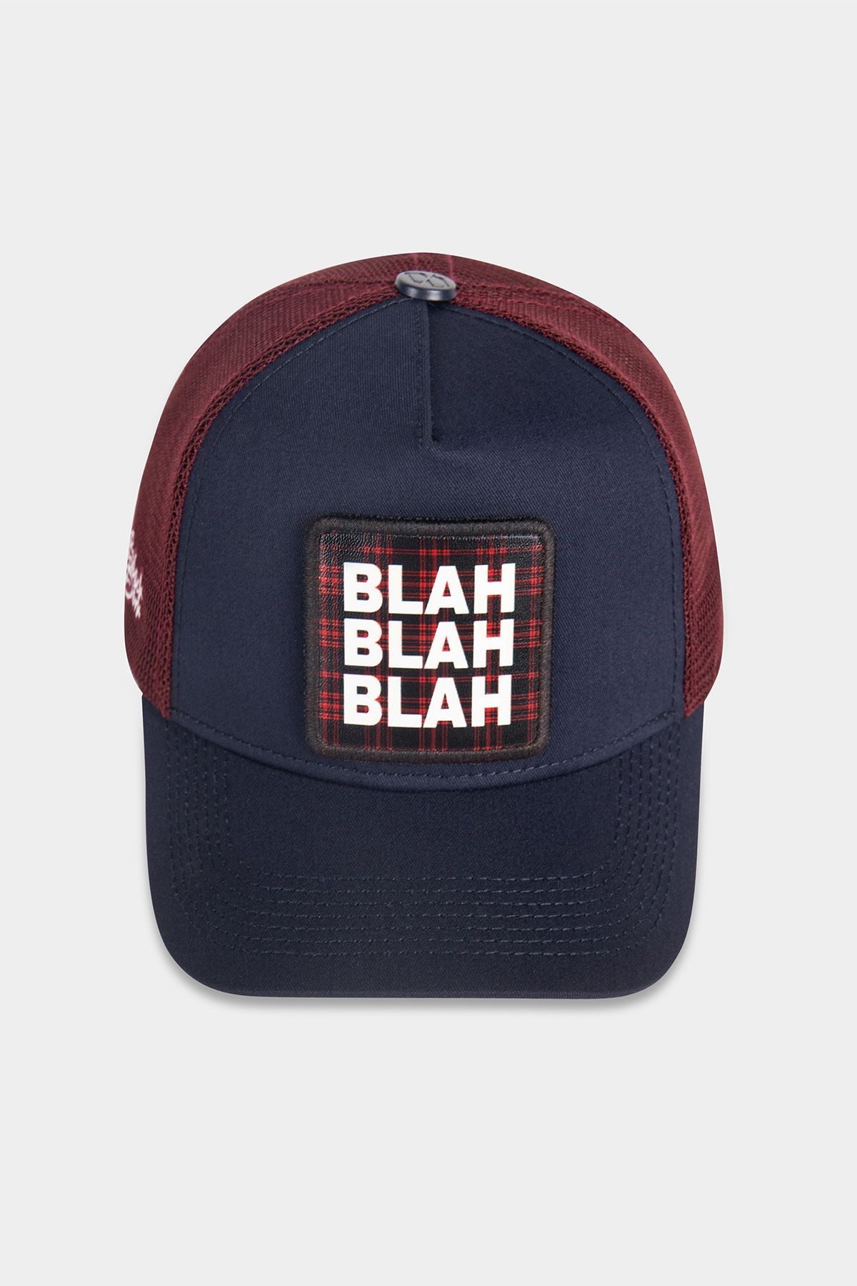 Blah Blah Blah Logolu Lacivert-Bordo Trucker Şapka