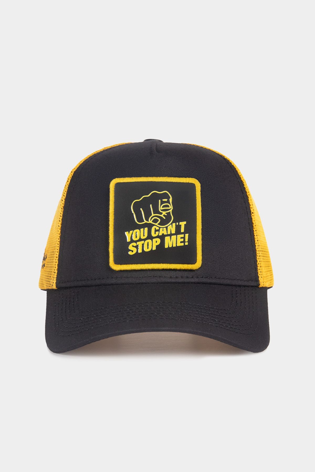 You Can t Stop Me Logolu Siyah-Sarı Trucker Şapka