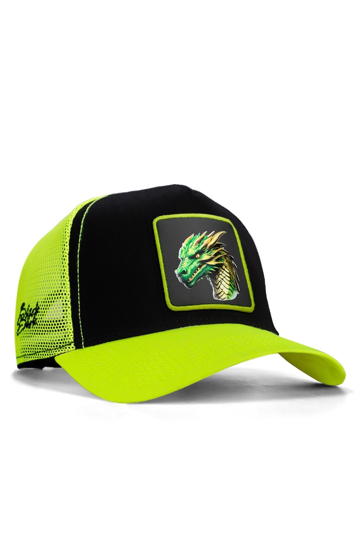 Ejderha Logolu Neon-Siyah Trucker Şapka