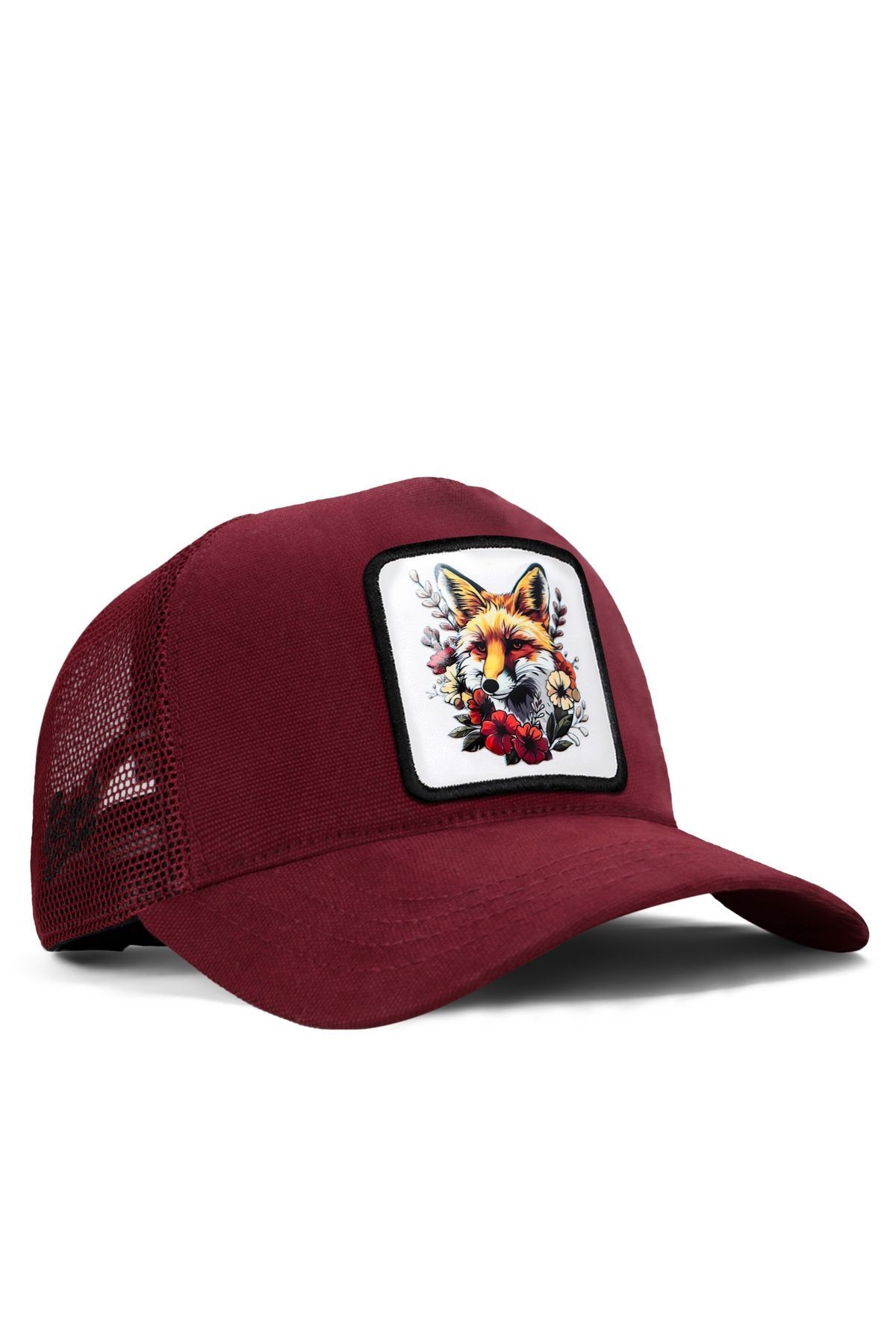 Tilki Logolu Bordo Trucker Şapka
