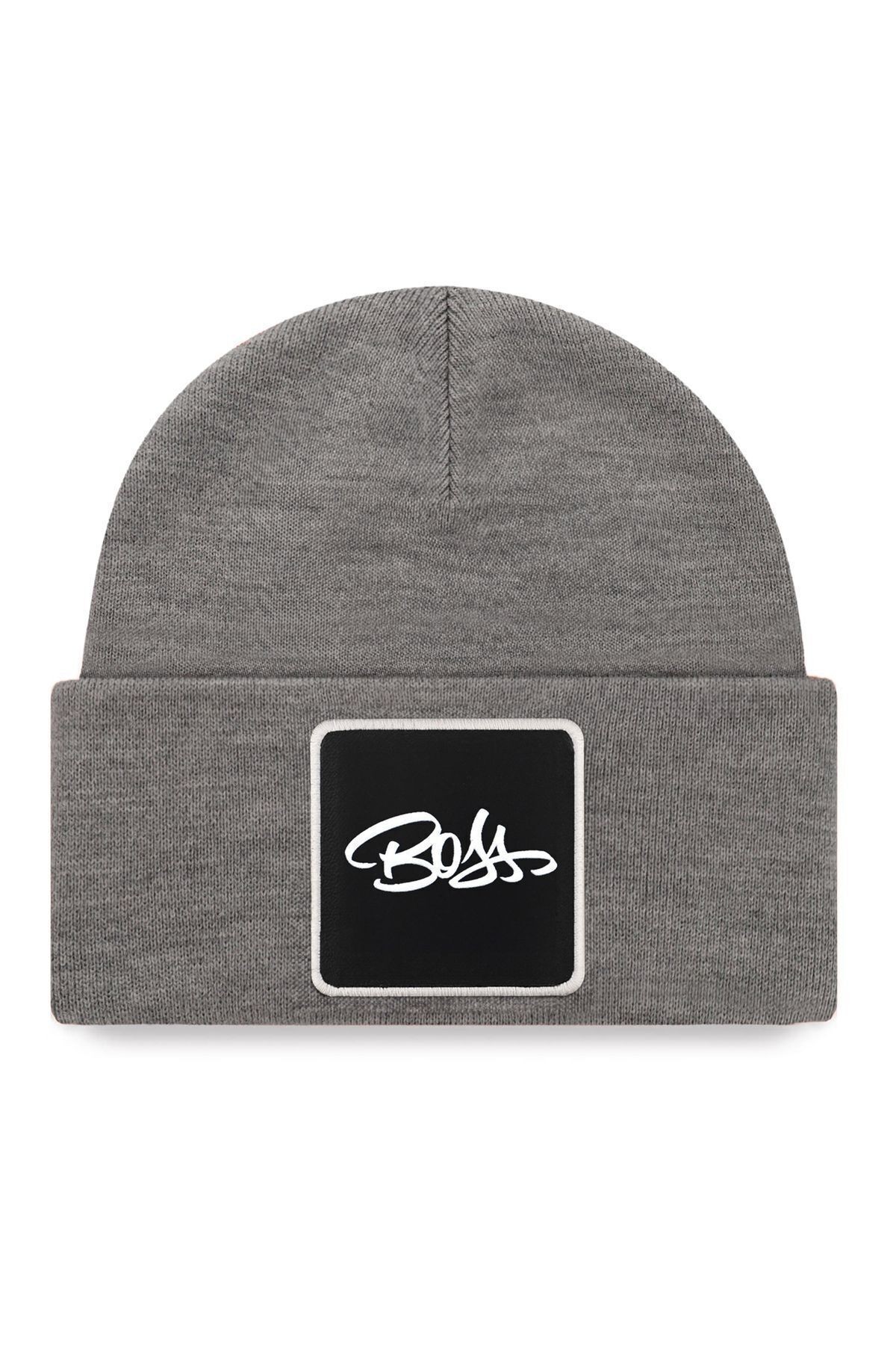 Akrilik Boss - 4SB Kod Logolu Unisex Gri Bere (BEANİE)