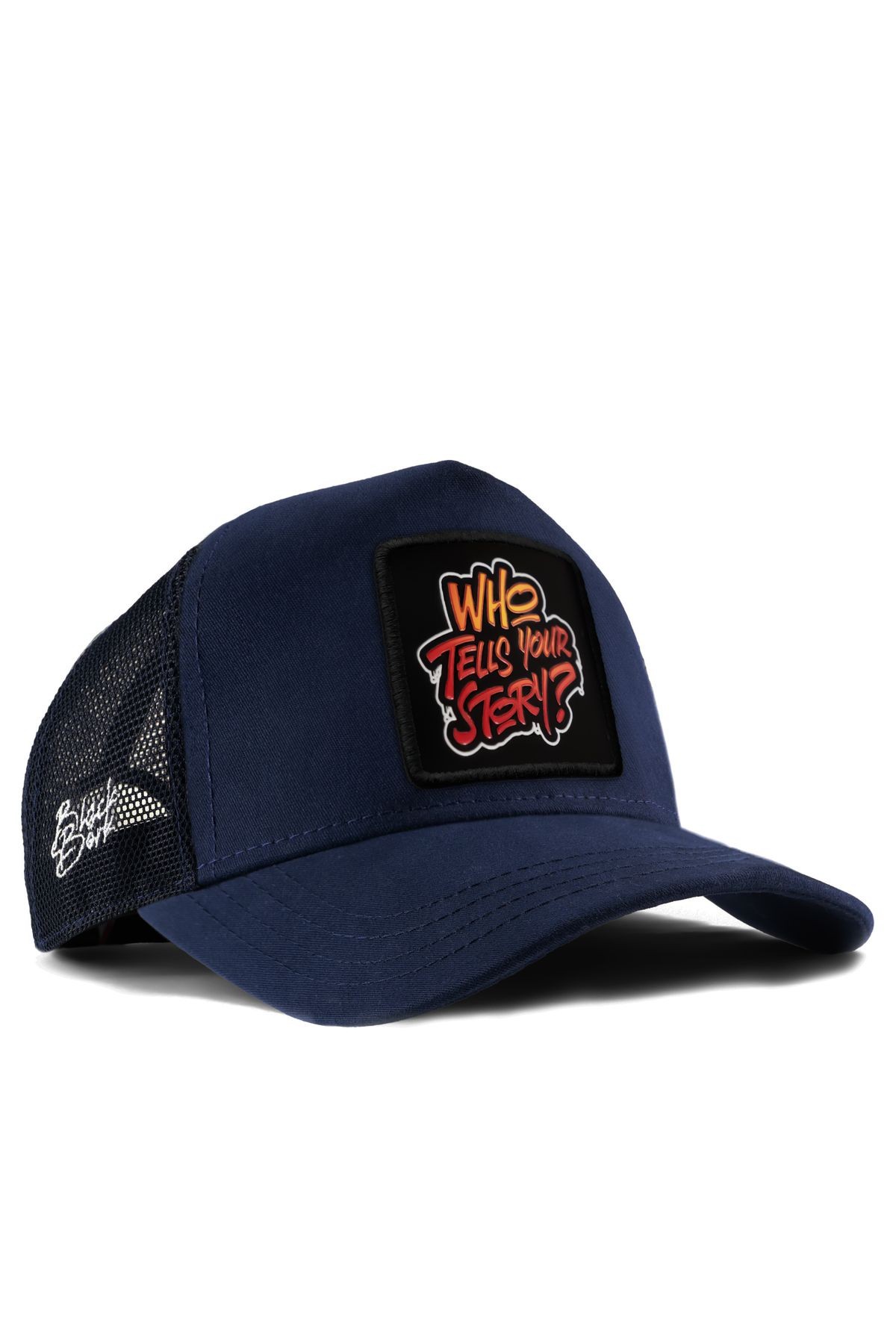 Who Tells Your Story Logolu Lacivert Trucker Şapka