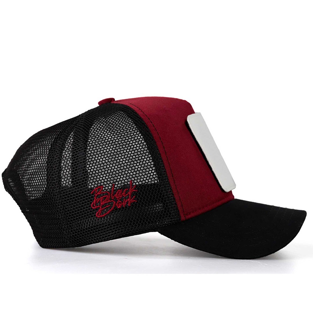 Black-Claret Red Hat (Cap) with Black Brim