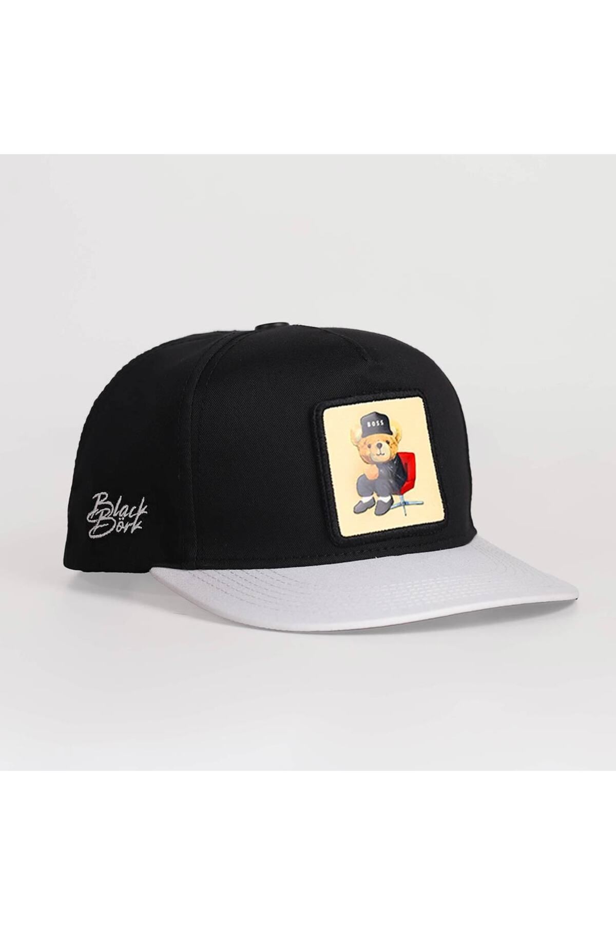 Ayı Logolu Beyaz-Siyah Hip Hop Şapka