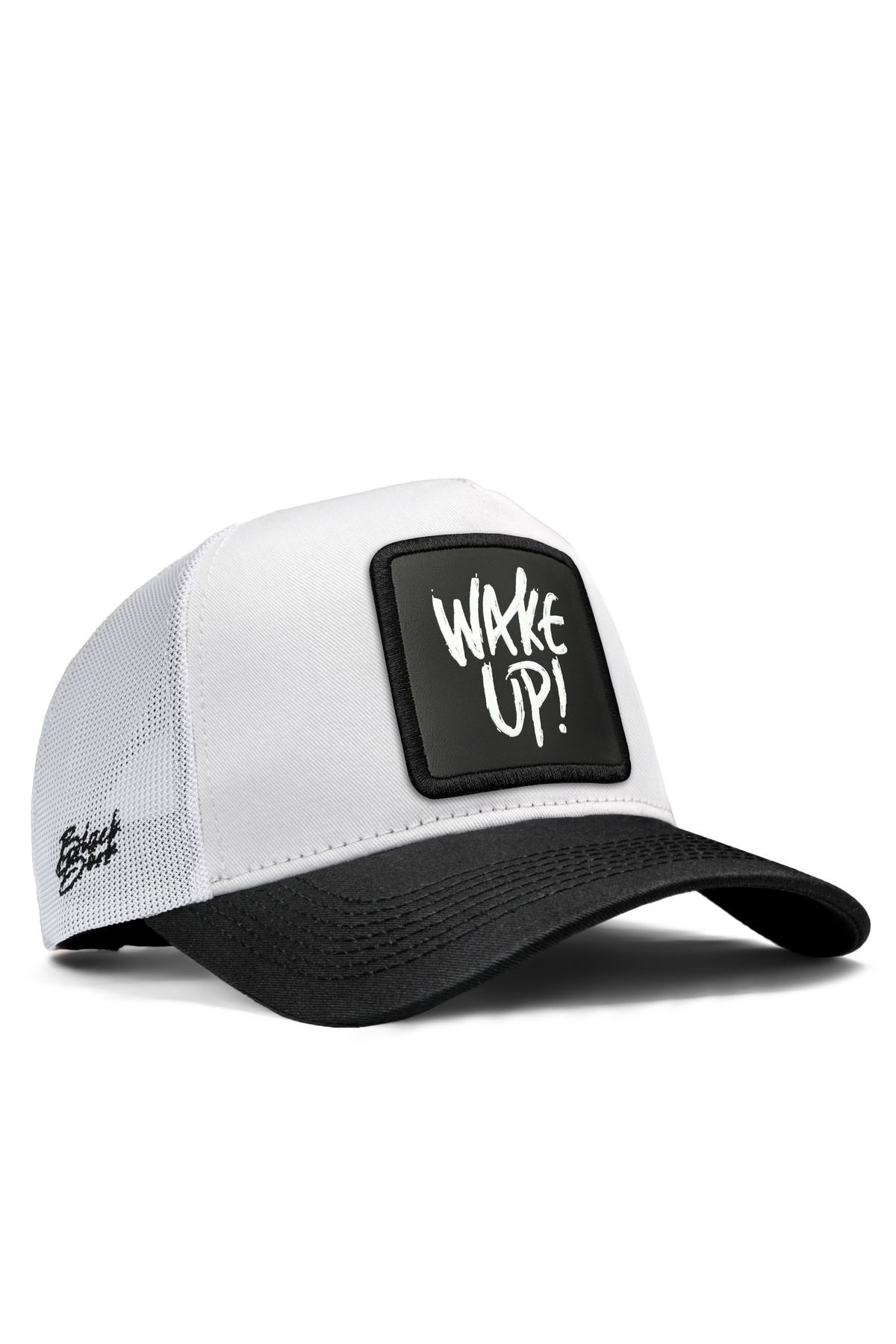 Wake Up Logolu Siyah-Beyaz Trucker Şapka