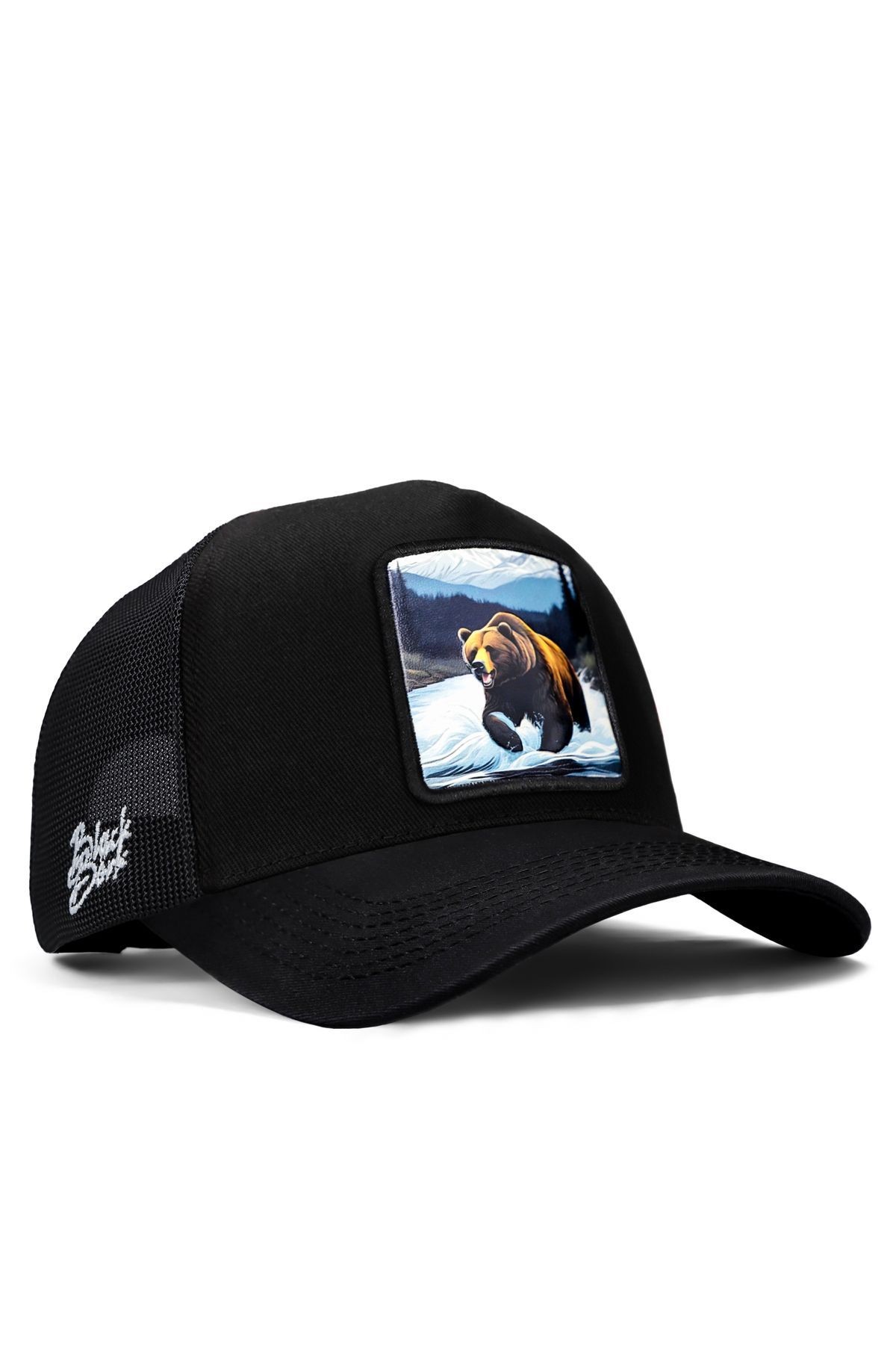 Ayı Logolu Siyah Trucker Şapka