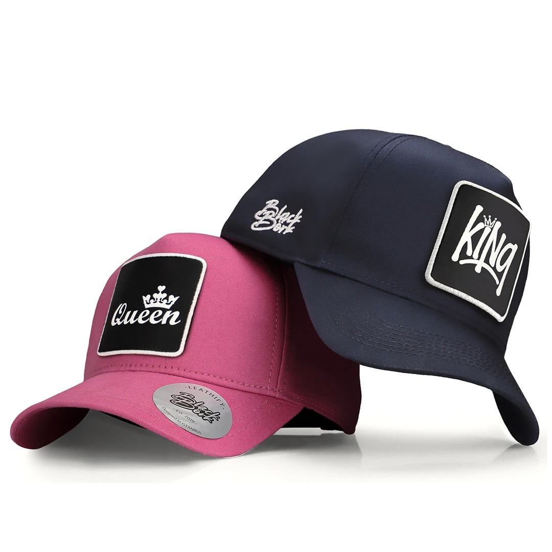 Lacivert-Pembe Şapka (Cap) - King & Queen Logolu