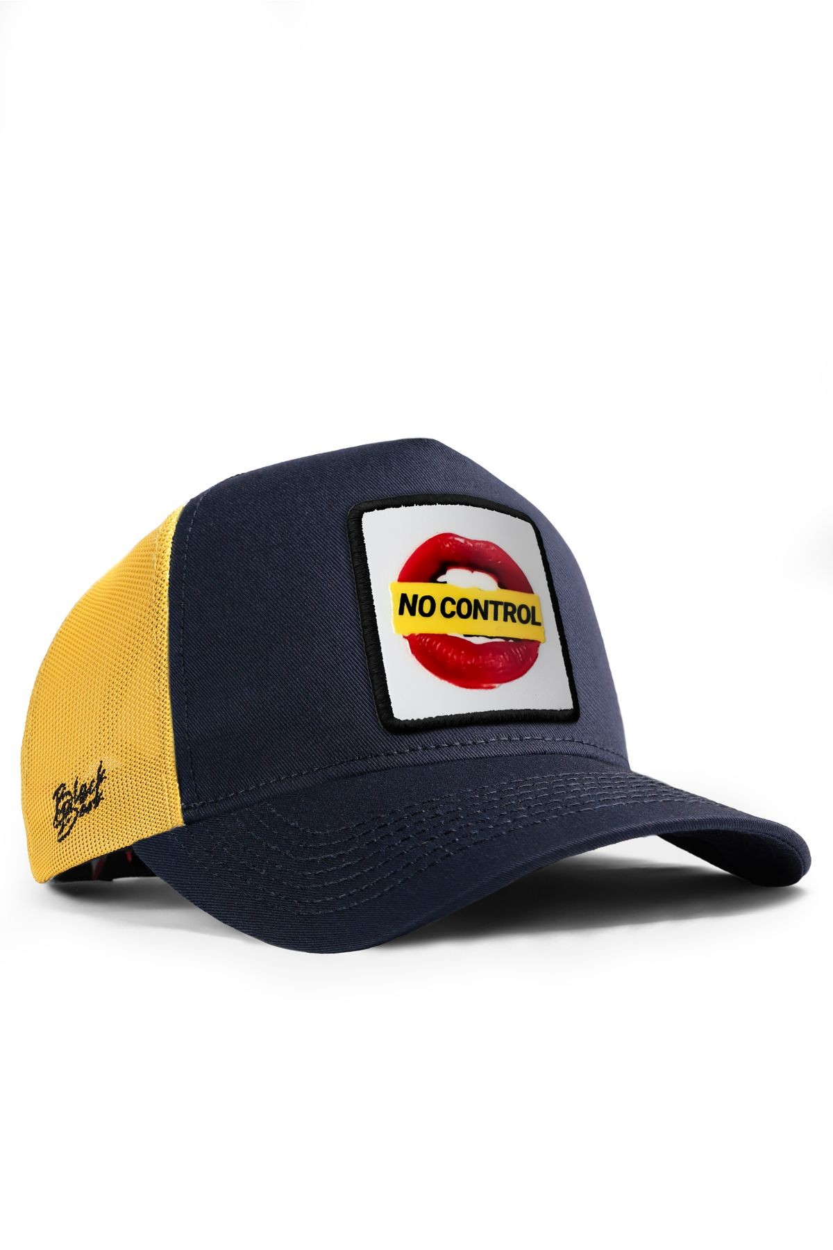 No Control Logolu Koyu Lacivert-Sarı Trucker Şapka