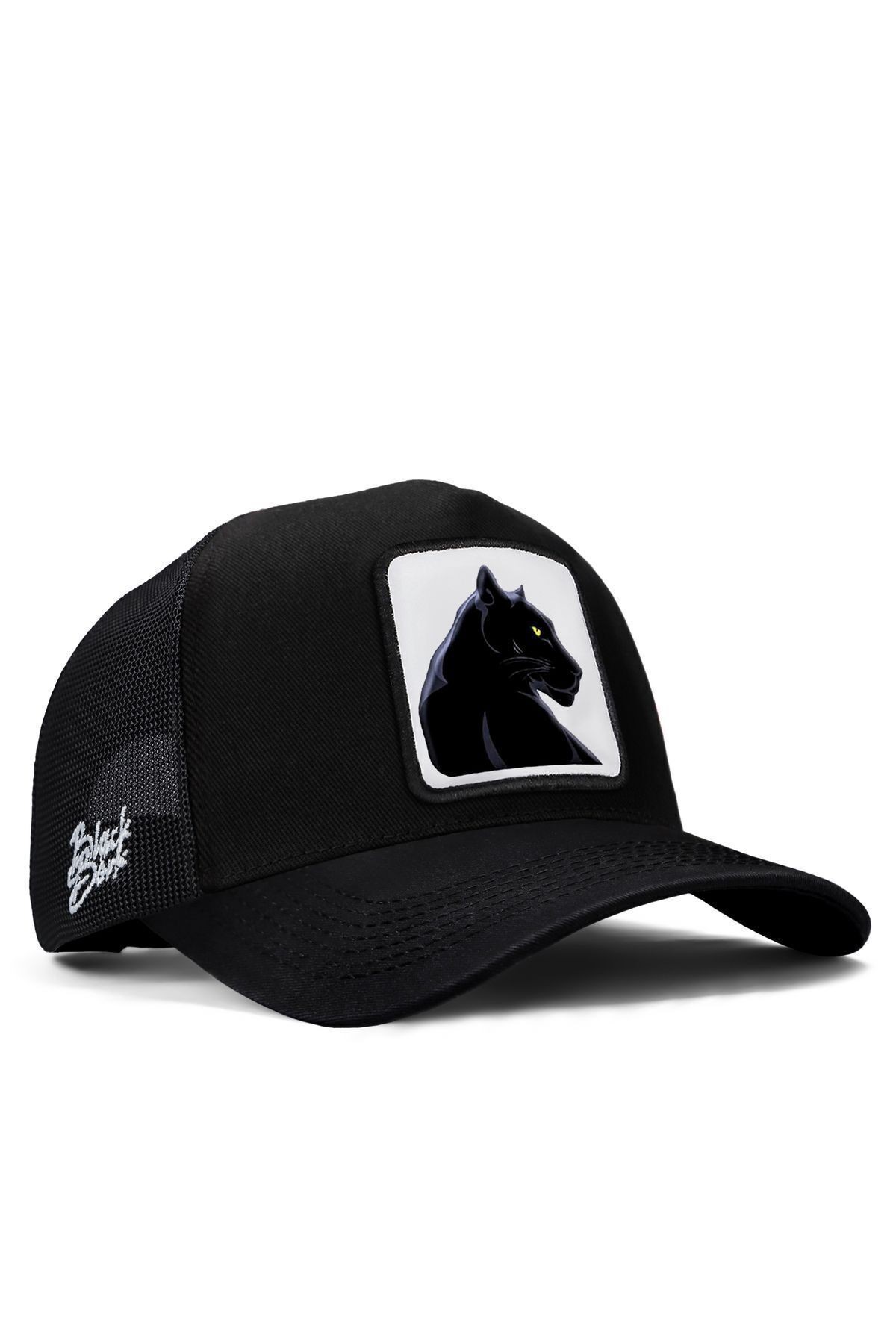 Panter Logolu Siyah Trucker Şapka