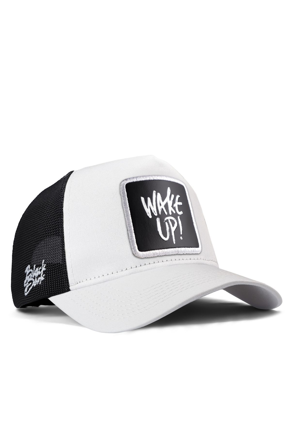 Wake Up Logolu Beyaz-Siyah Trucker Şapka