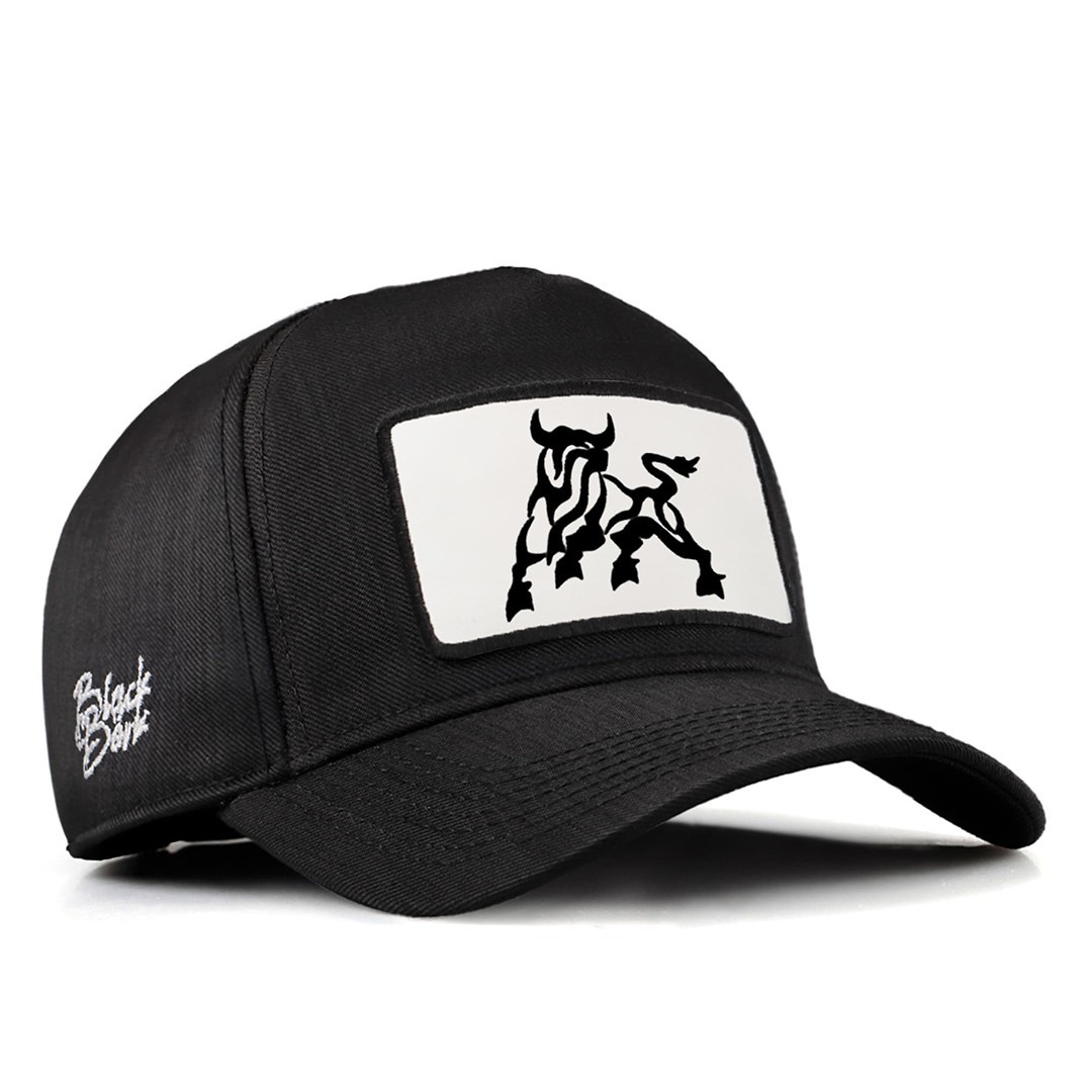 Siyah Cordura Kumaş Şapka (Cap) - Boğa - 1 Kod Logolu