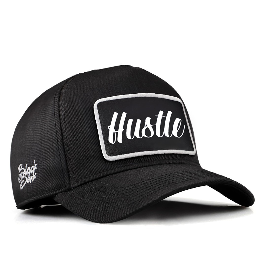 Siyah Cordura Kumaş Şapka (Cap) - Hustle - 2 Kod Logolu