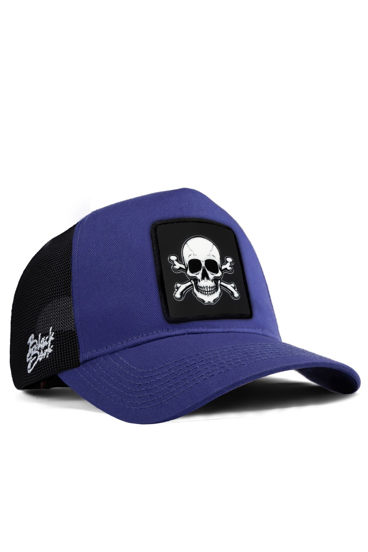 Kurukafa Logolu Siyah-Mavi Trucker Şapka