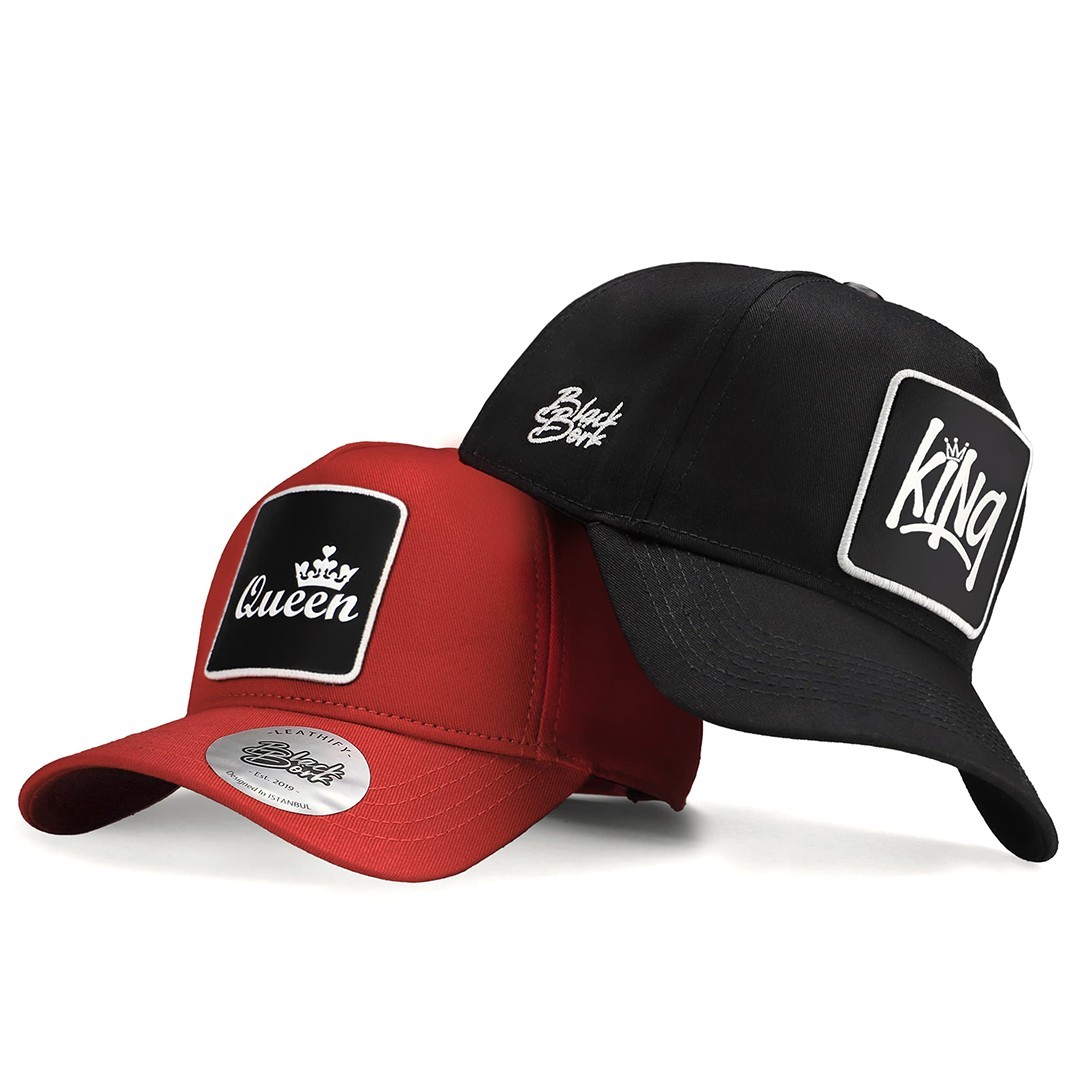 Siyah-Kırmızı Şapka (Cap) - King & Queen Logolu