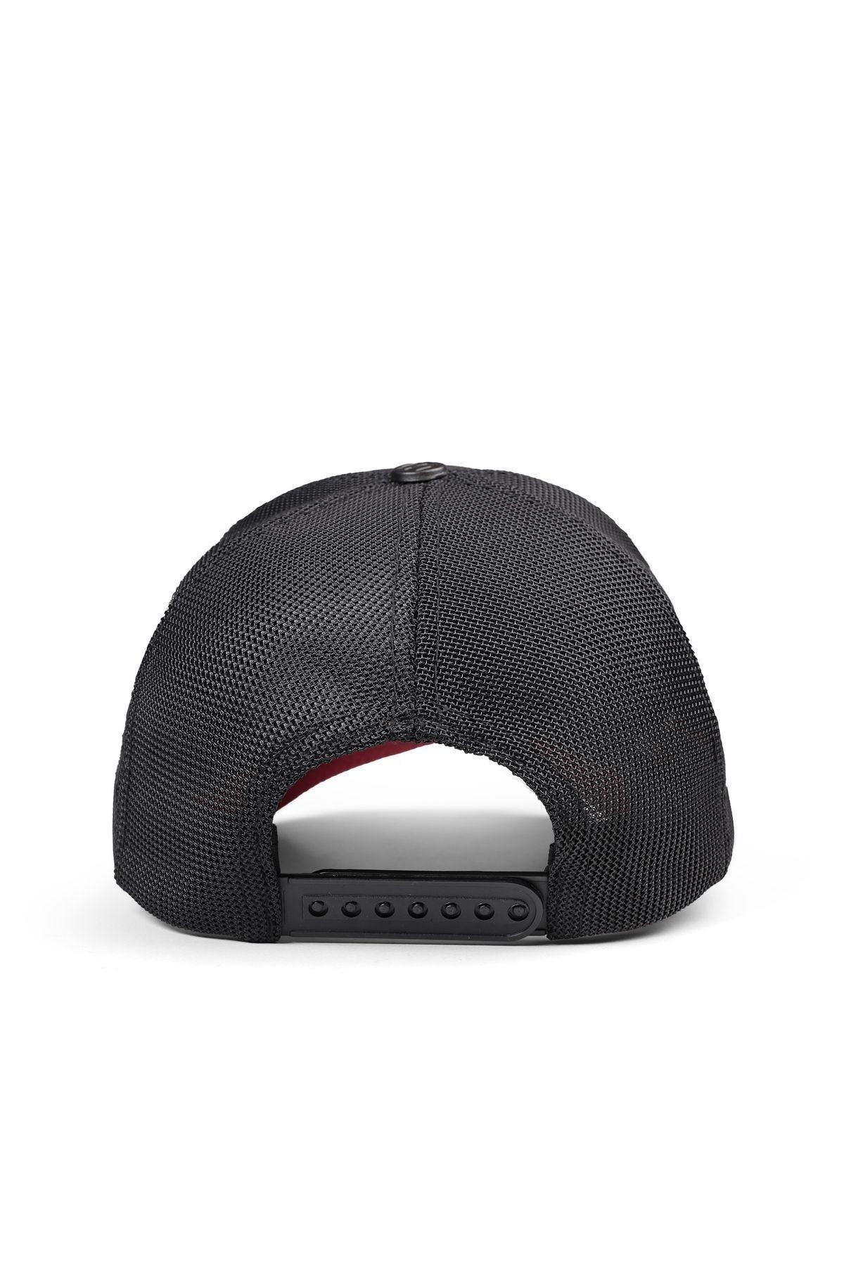 Karga Logolu Kırmızı-Siyah Trucker Şapka