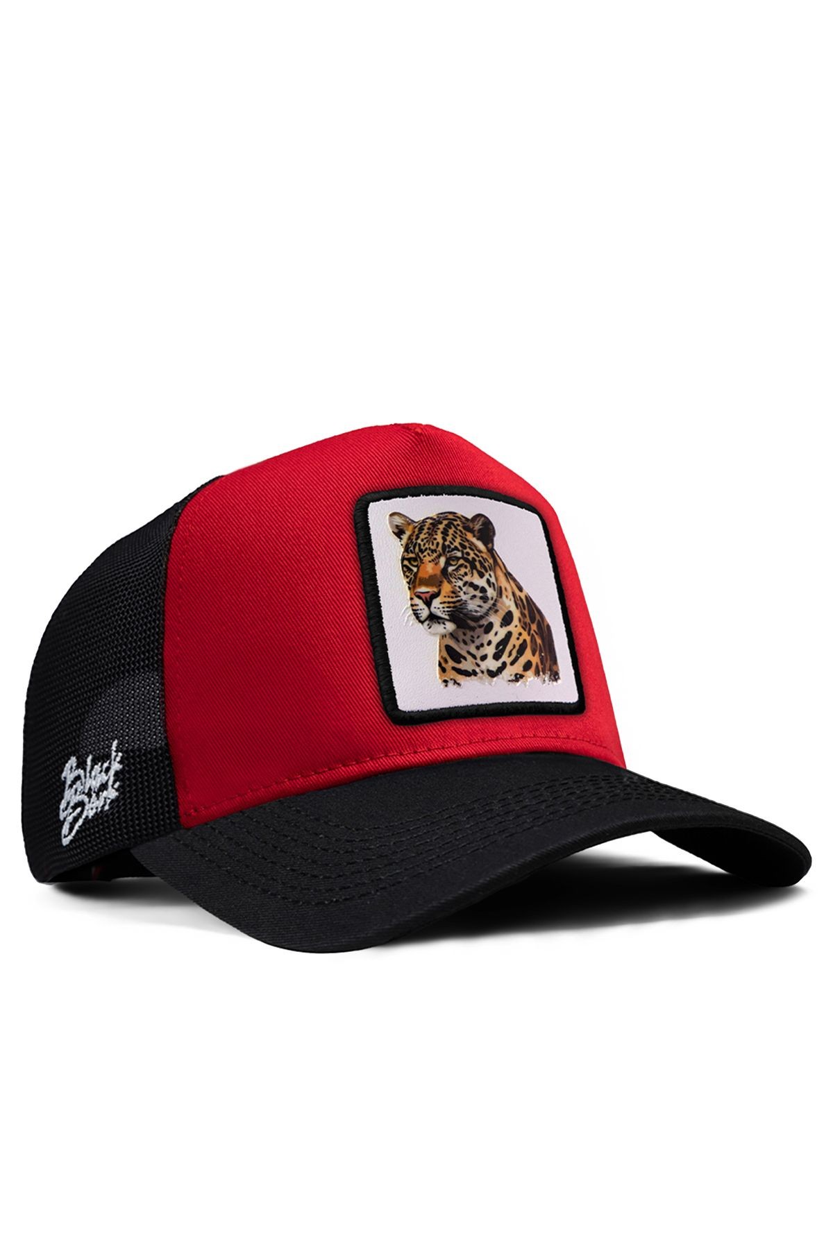 Panter Logolu Siyah-Kırmızı Trucker Şapka