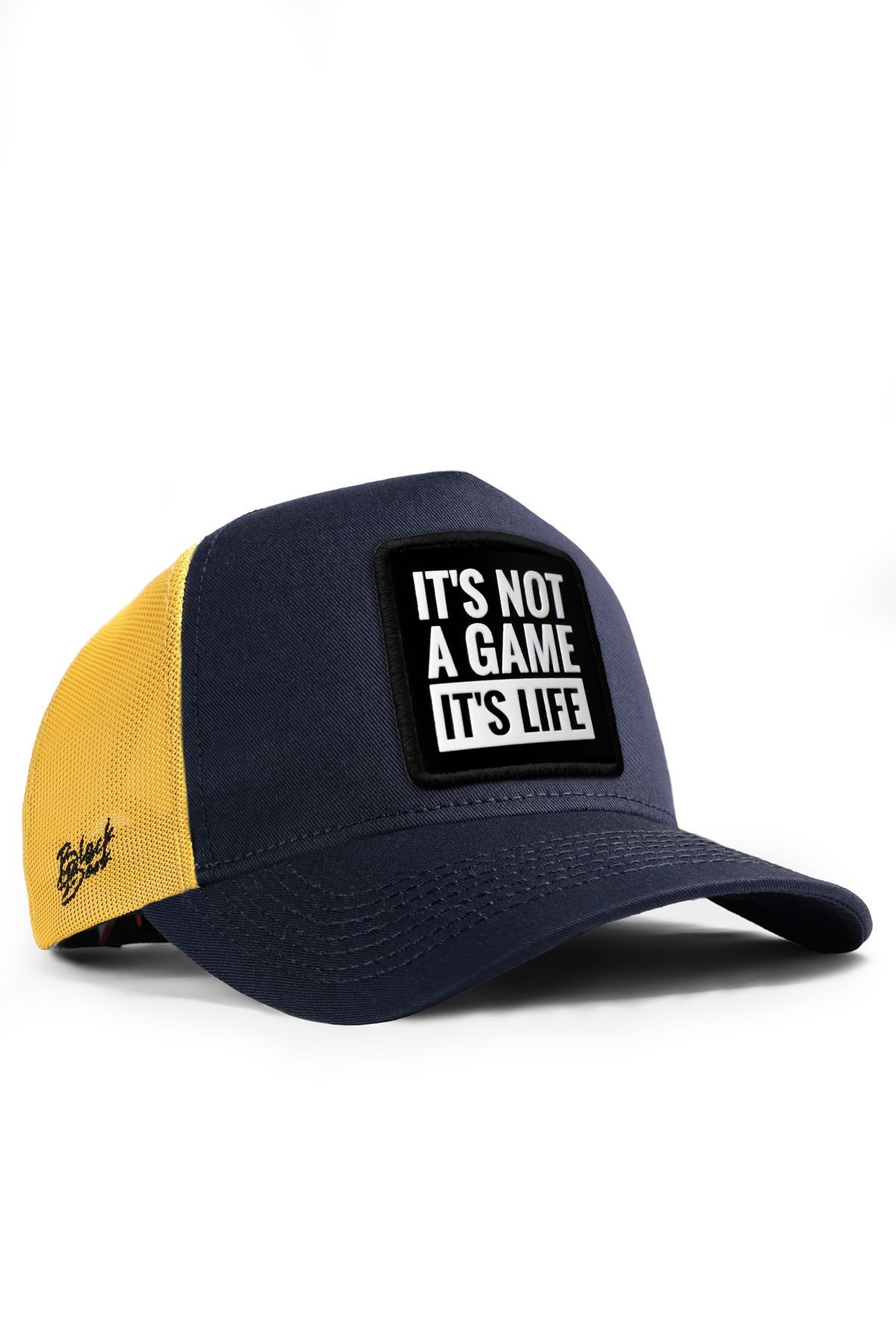 It s Not a Game It s Life Logolu Koyu Lacivert-Sarı Trucker Şapka