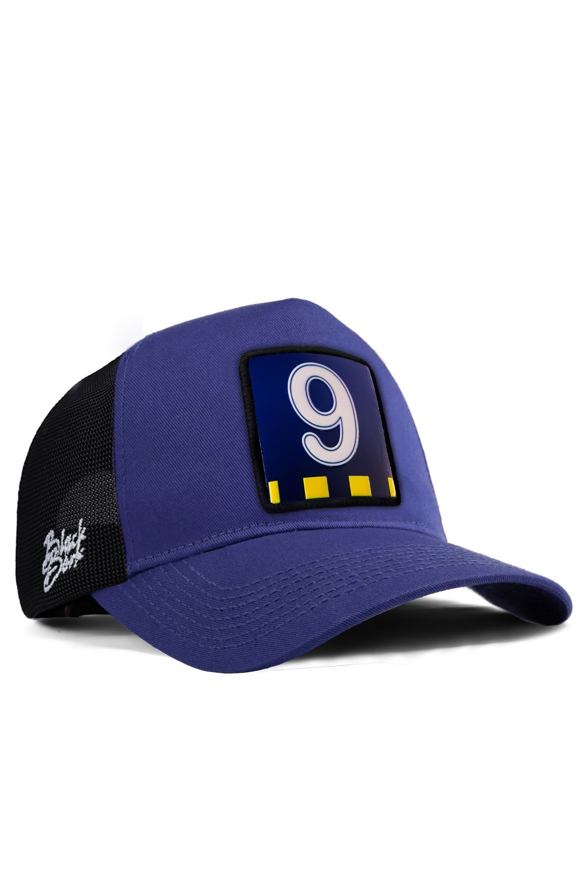 Futbol Sarı Lacivert Logolu Siyah-Mavi Trucker Şapka