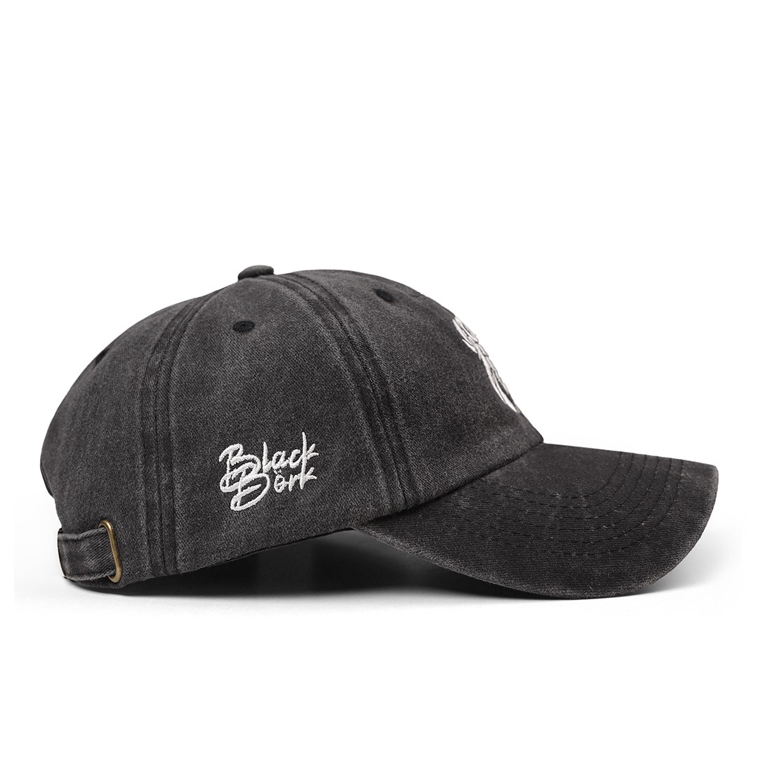 BlackBörk Vintage (Eskitme) Baseball Unisex Aslan - 9 Siyah Şapka (Cap)