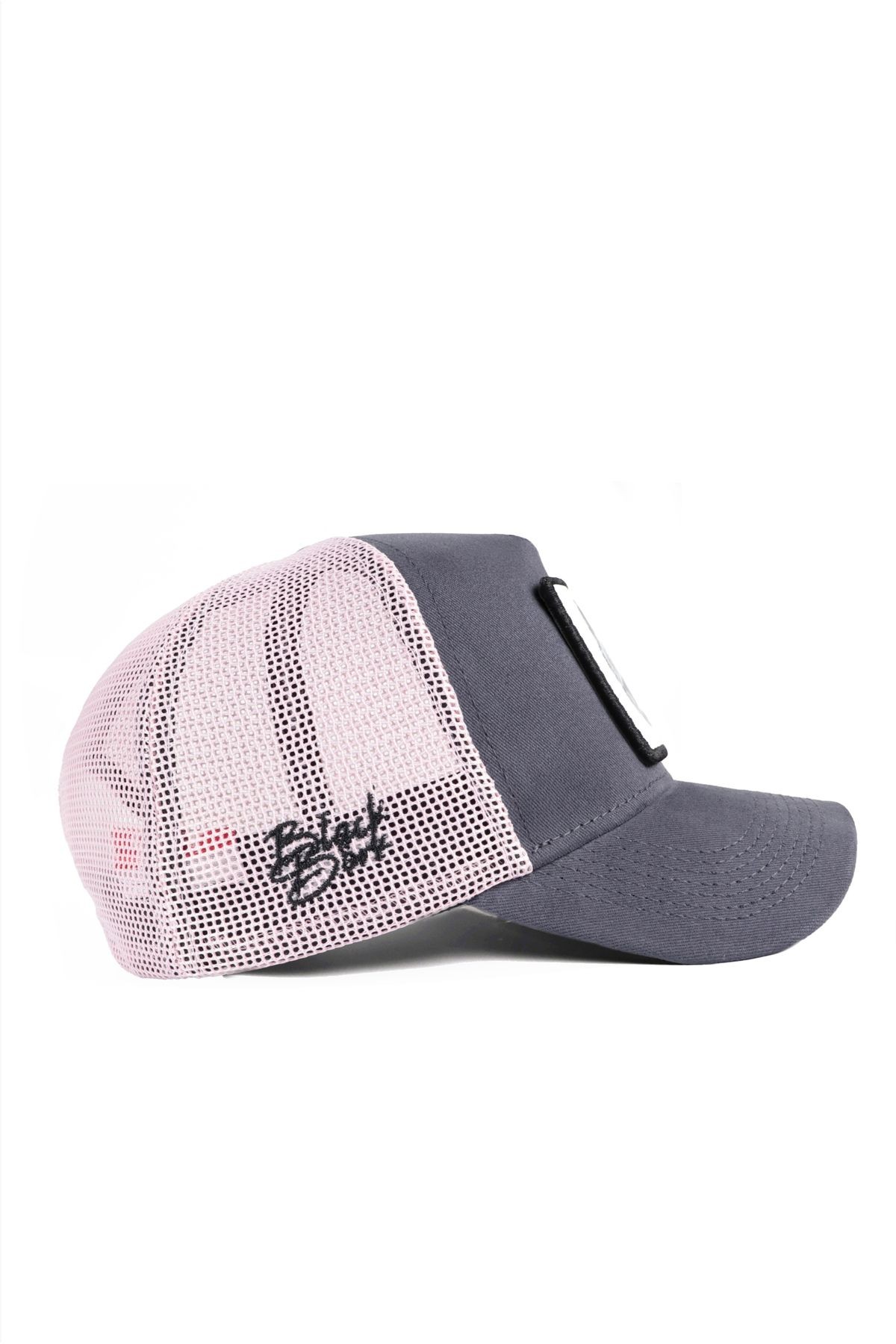 Boss Logolu Antrasit-Pembe Trucker Şapka