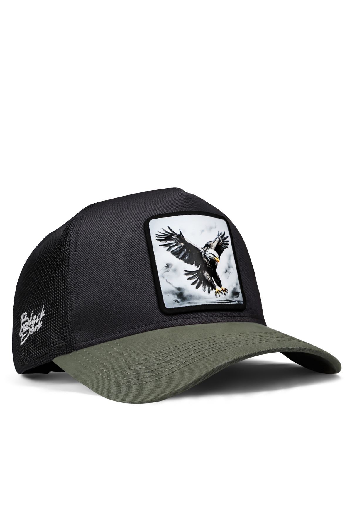 Kartal Logolu Logolu Haki-Siyah Trucker Şapka