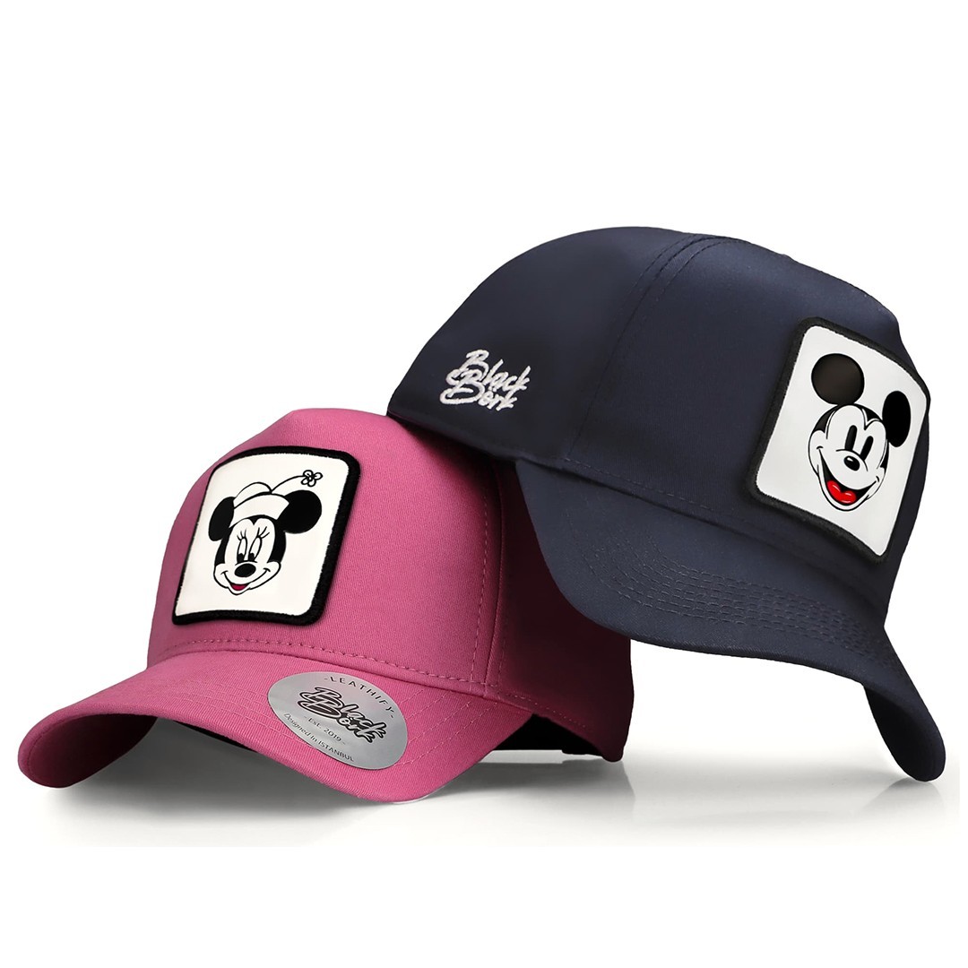 Lacivert-Pembe Şapka (Cap) - Minnie & Mickey Logolu
