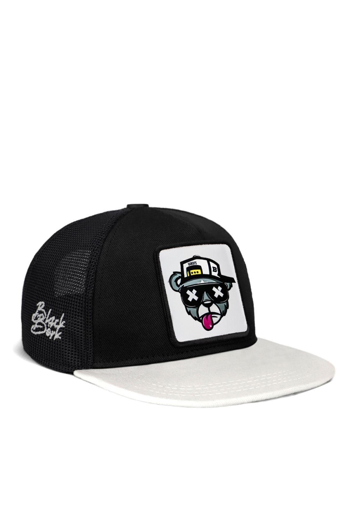 Hip Hop Kids Ayı Logolu Beyaz-Siyah Çocuk Trucker Şapka