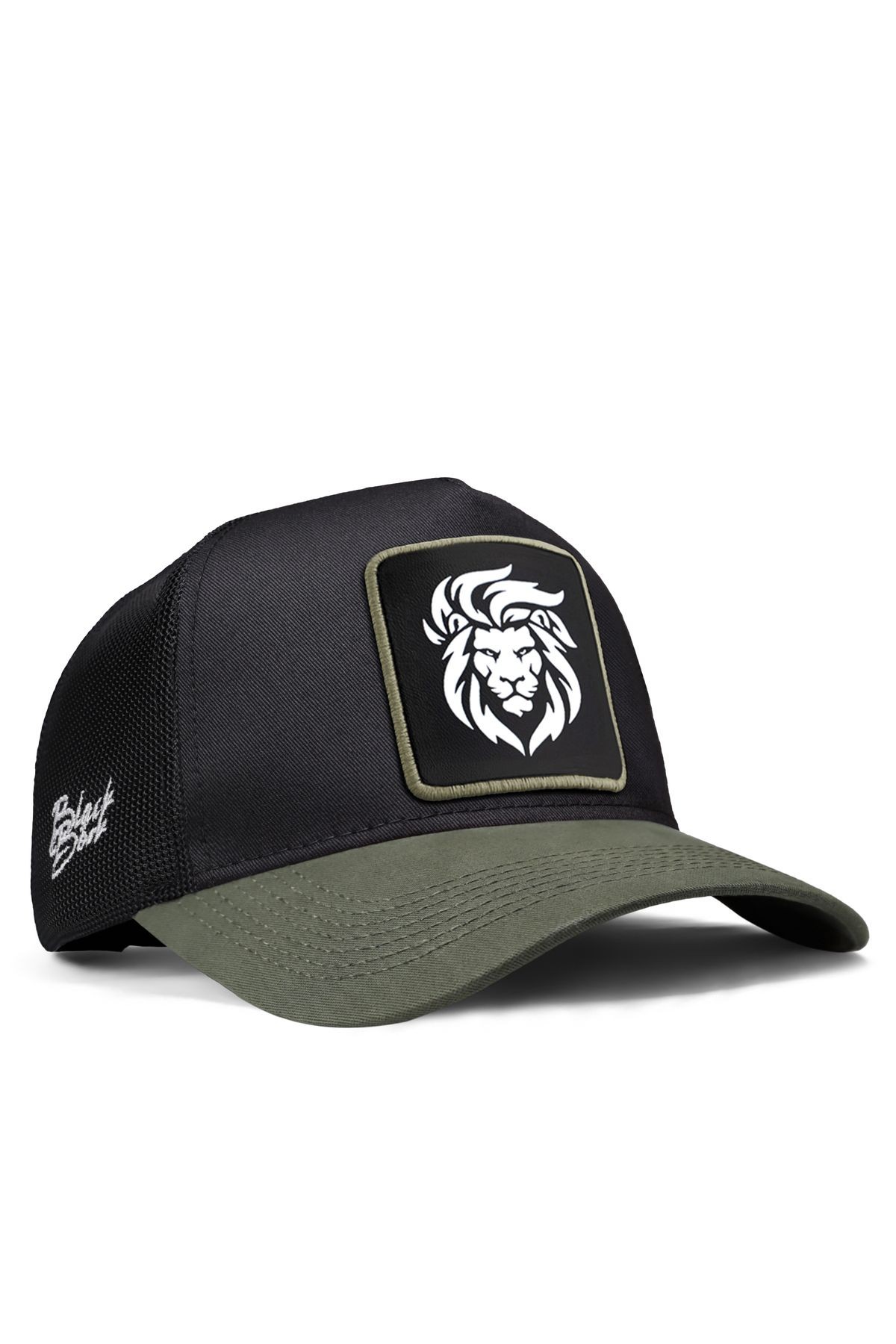 Aslan Logolu Haki-Siyah Trucker Şapka