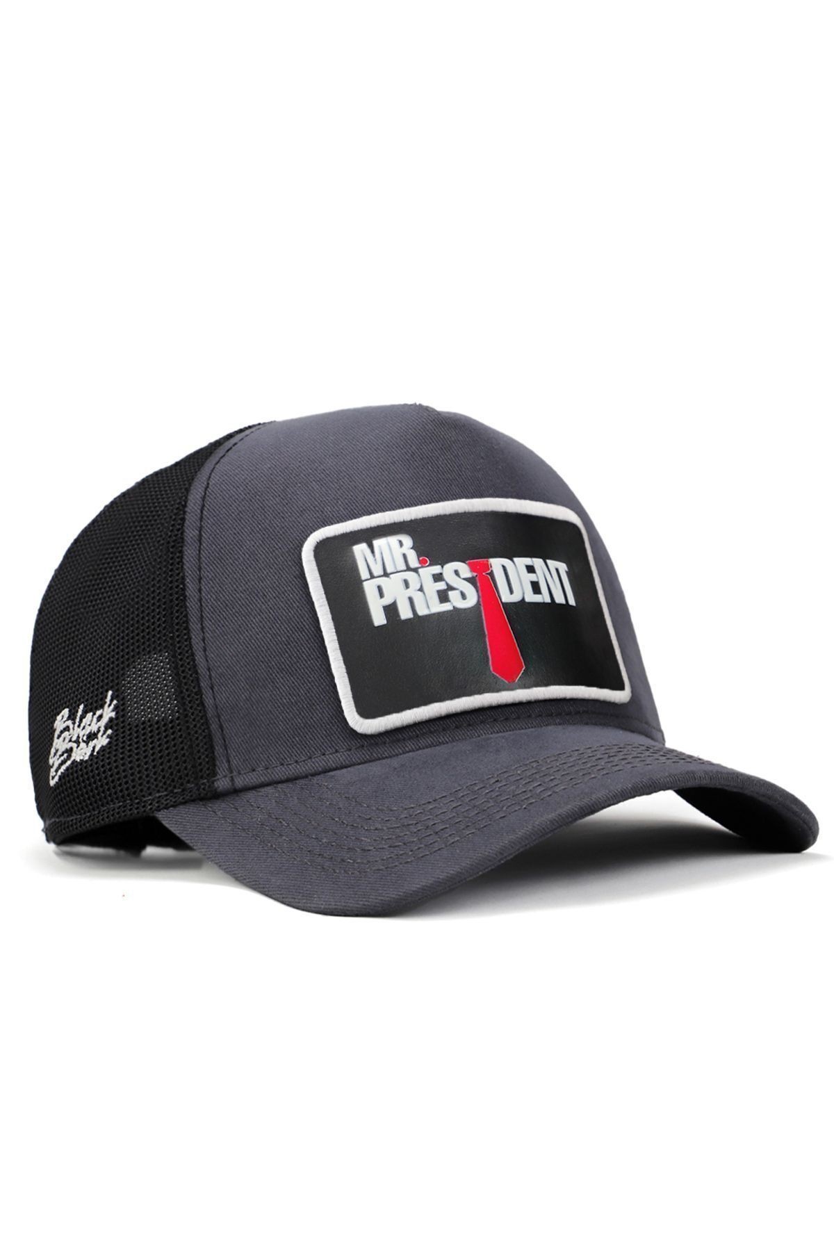 Mr President Logolu Antrasit-Siyah Trucker Şapka
