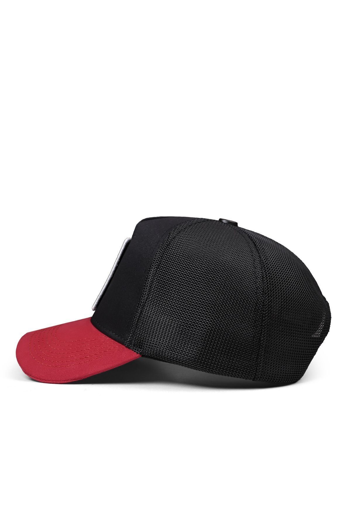 Karga Logolu Kırmızı-Siyah Trucker Şapka