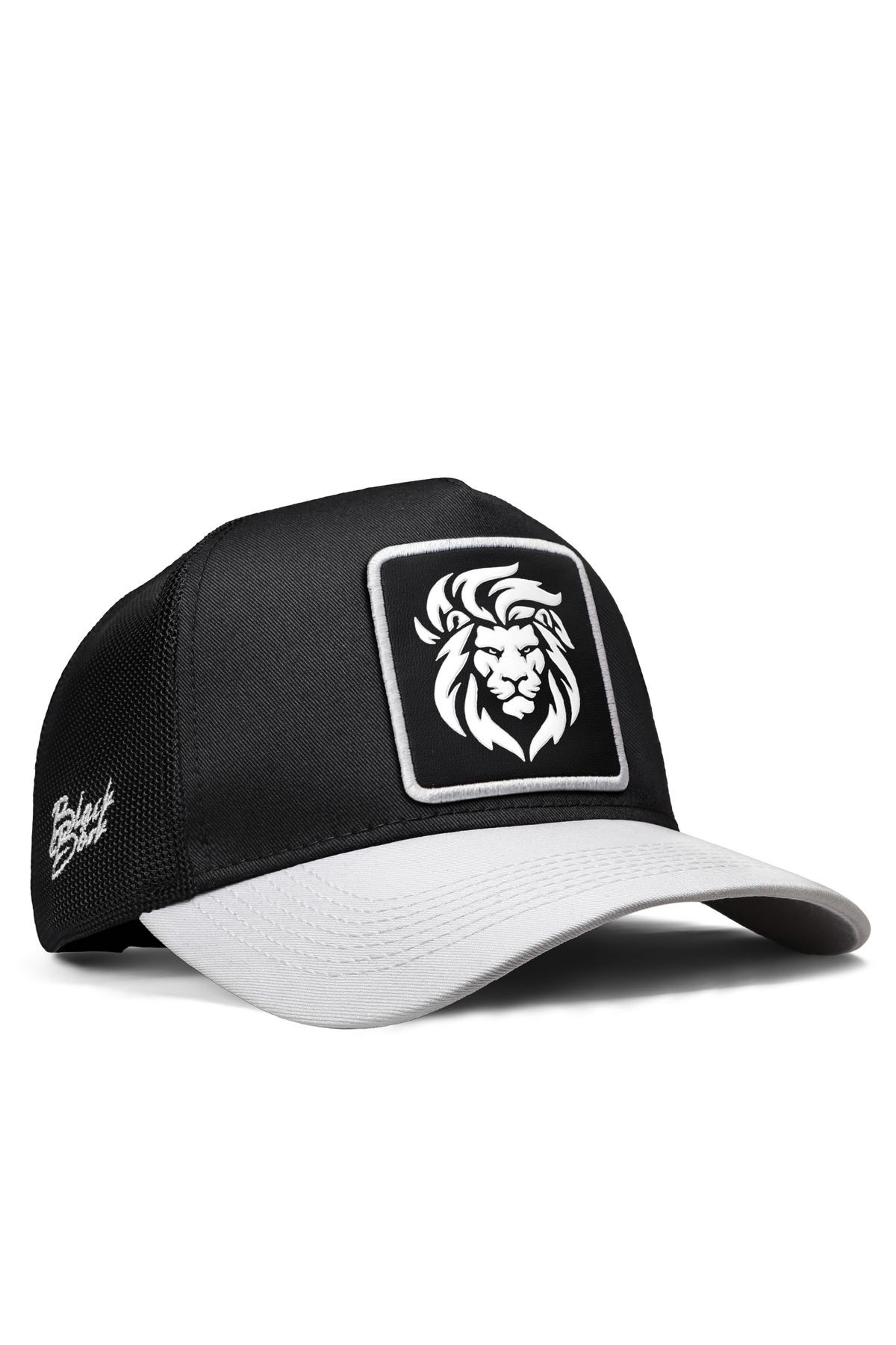 Aslan Logolu Beyaz-Siyah Trucker Şapka