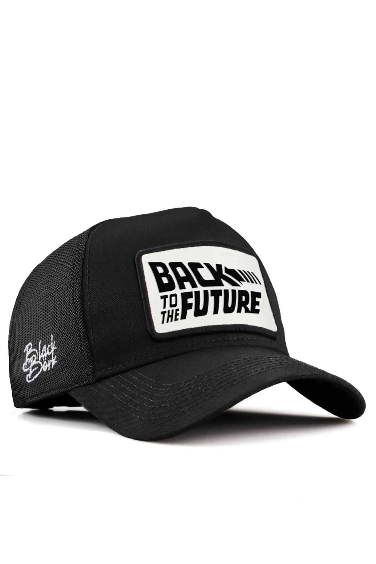 Back To Future Logolu Siyah Trucker Şapka