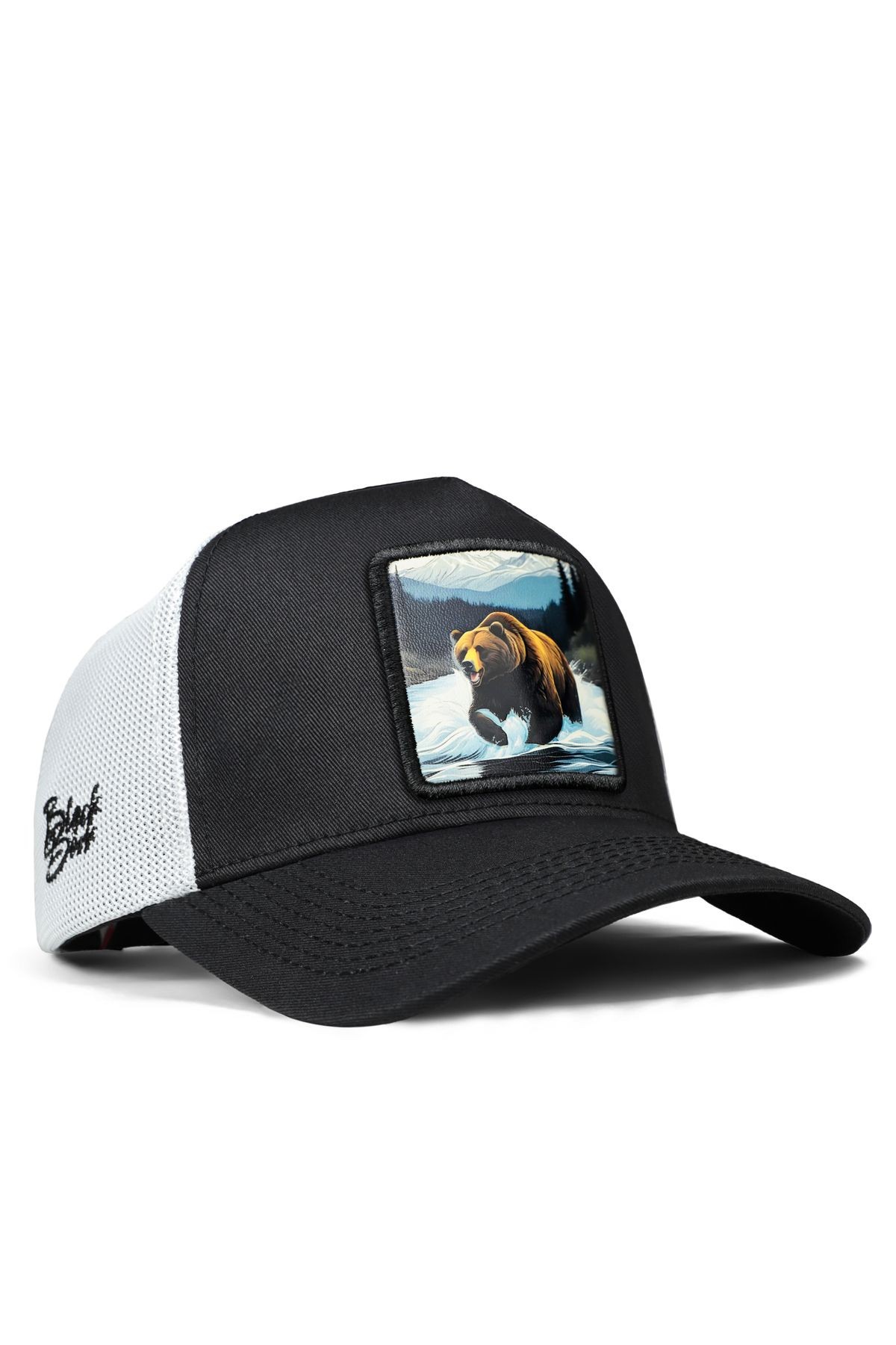 Ayı Logolu Siyah-Beyaz Trucker Şapka
