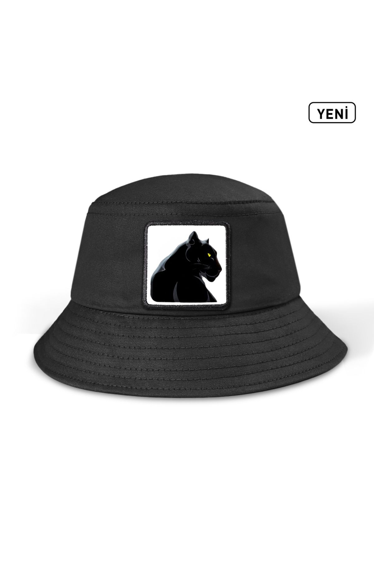 Panter Logolu Siyah Bucket Şapka