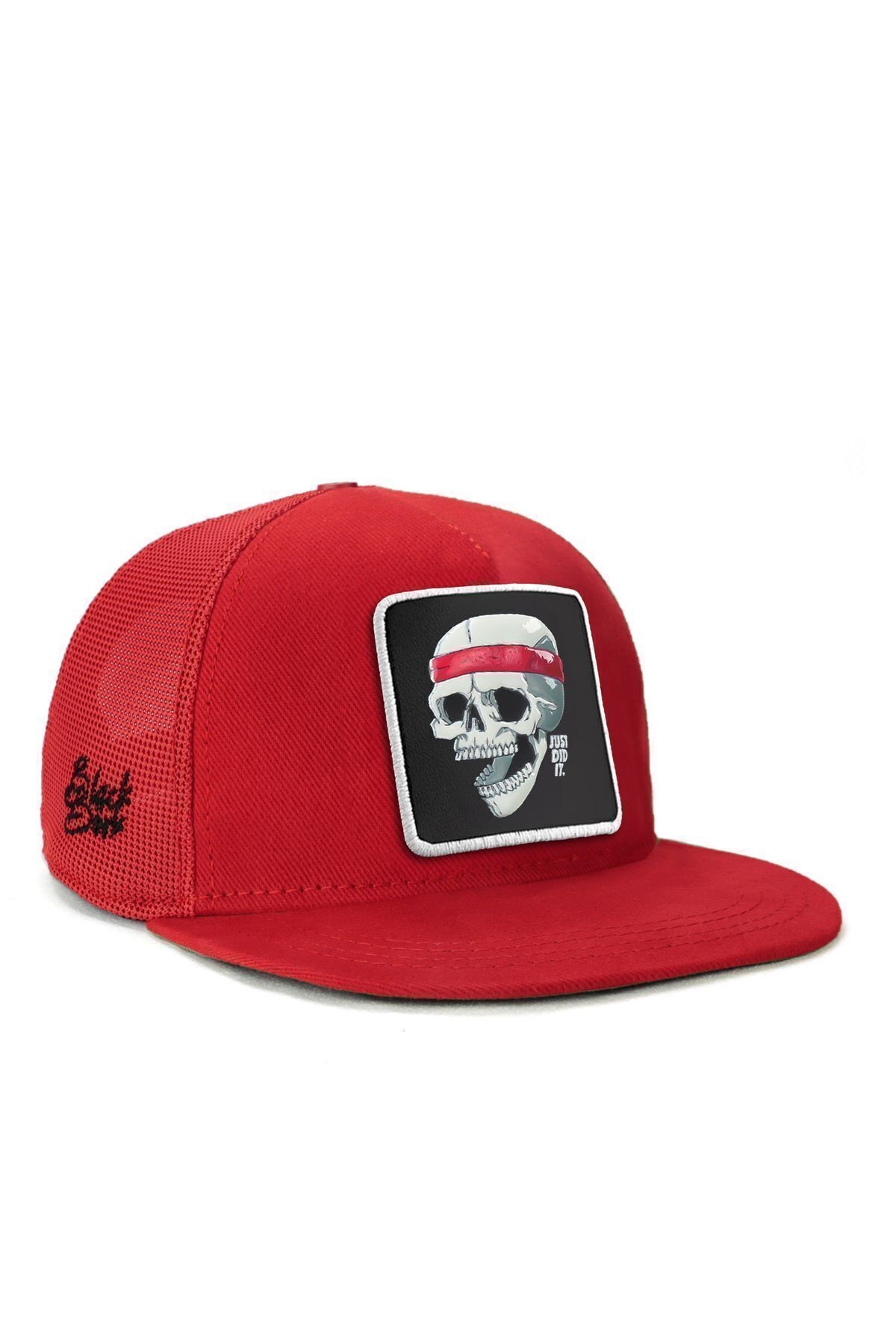 Hip Hop Kids Kurukafa Logolu Kırmızı Çocuk Trucker Şapka
