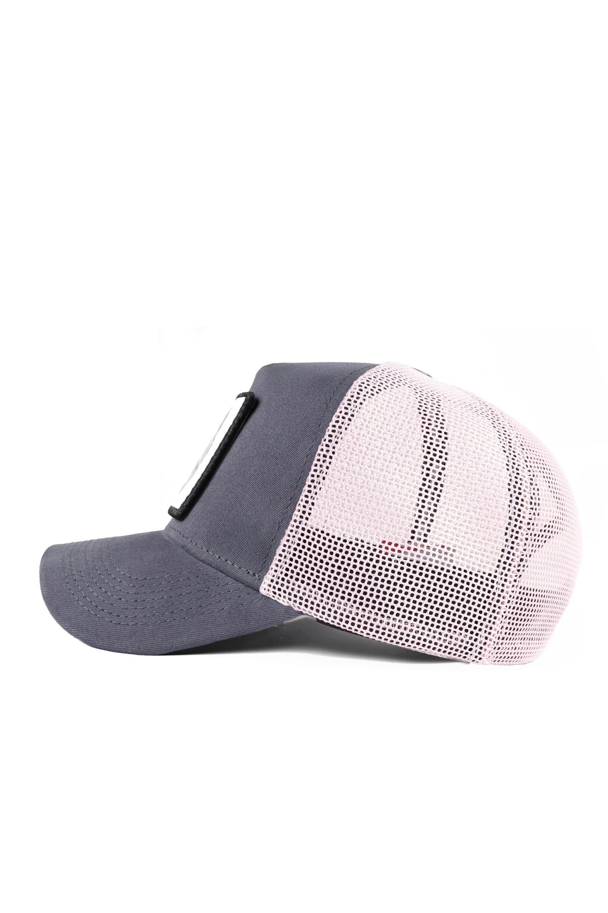 Boss Logolu Antrasit-Pembe Trucker Şapka