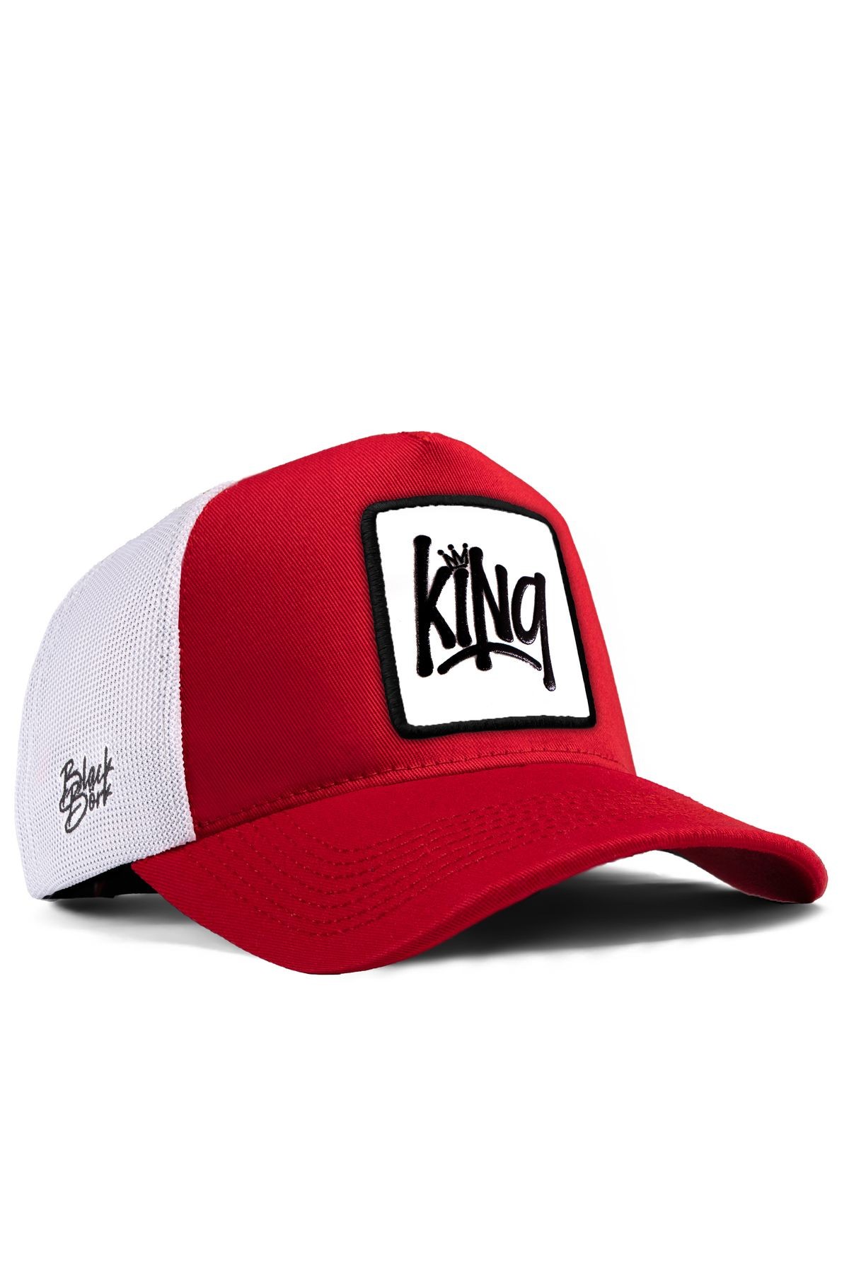 King Logolu Kırmızı-Beyaz Trucker Şapka