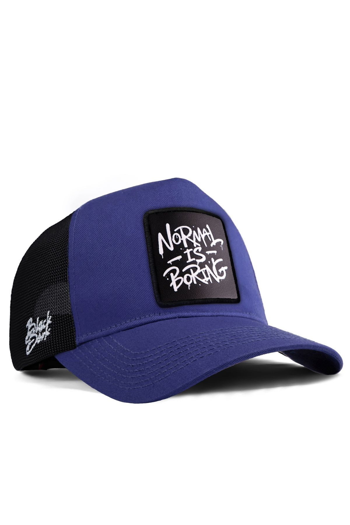 Normal is Boring Logolu Siyah-Mavi Trucker Şapka
