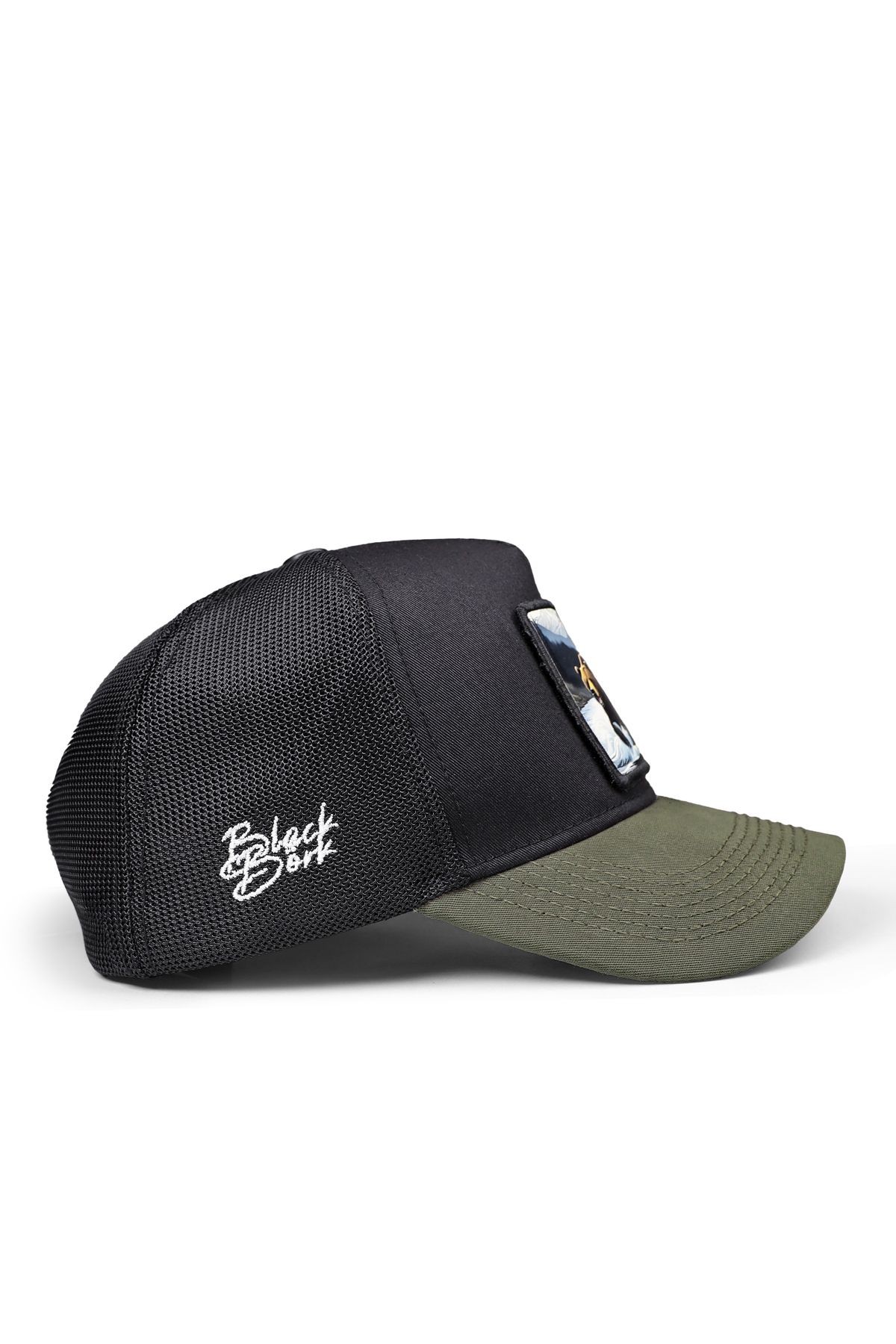 Ayı Logolu Haki-Siyah Trucker Şapka